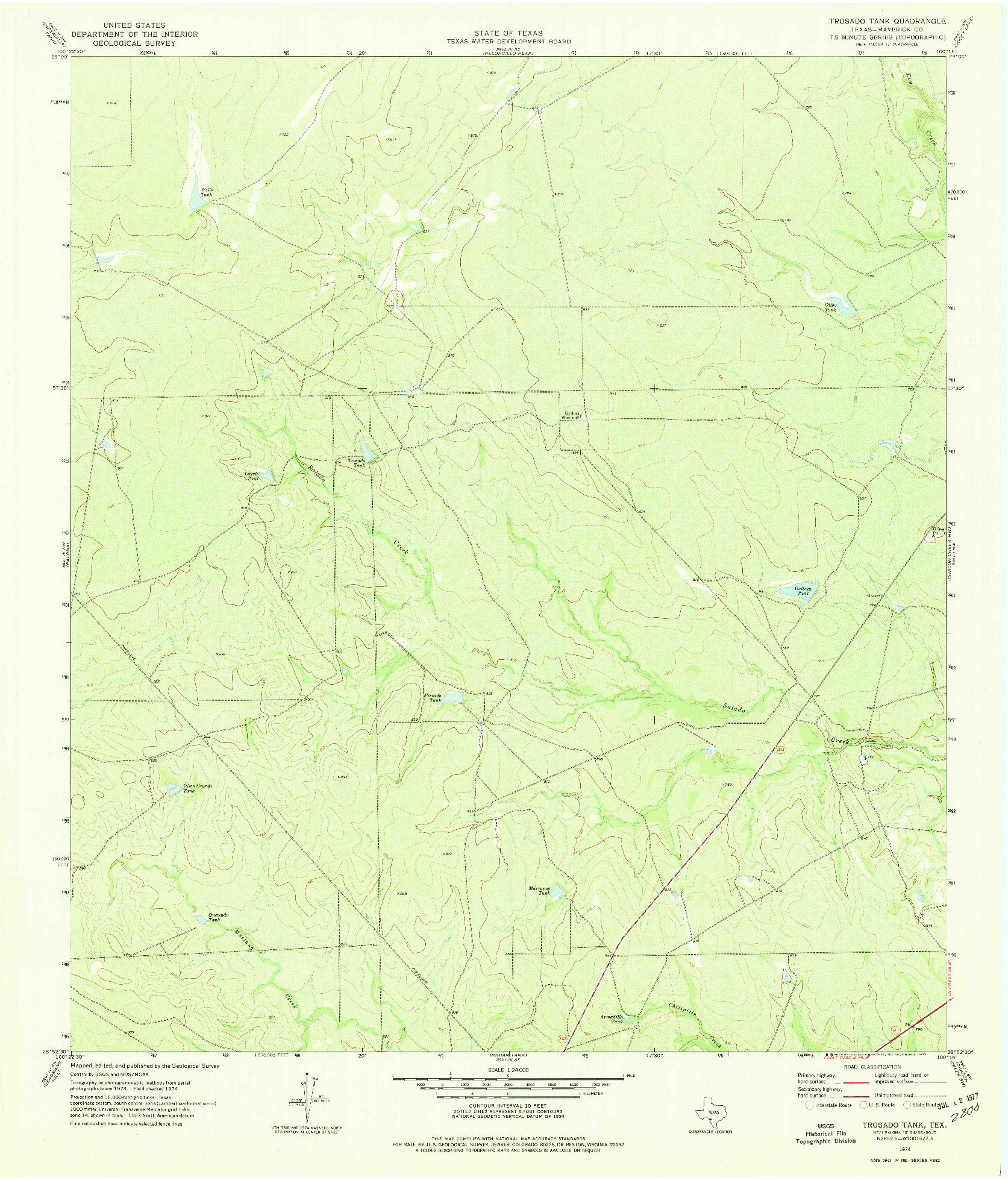 USGS 1:24000-SCALE QUADRANGLE FOR TROSADO TANK, TX 1974