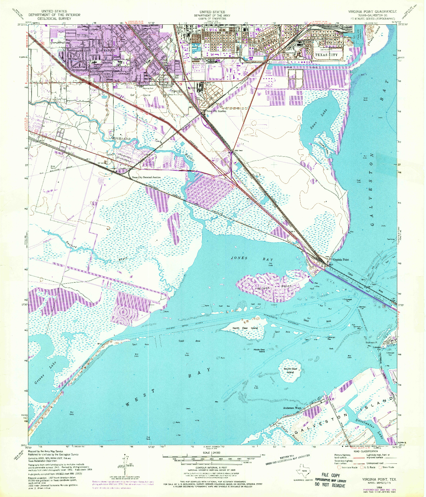 USGS 1:24000-SCALE QUADRANGLE FOR VIRGINIA POINT, TX 1954