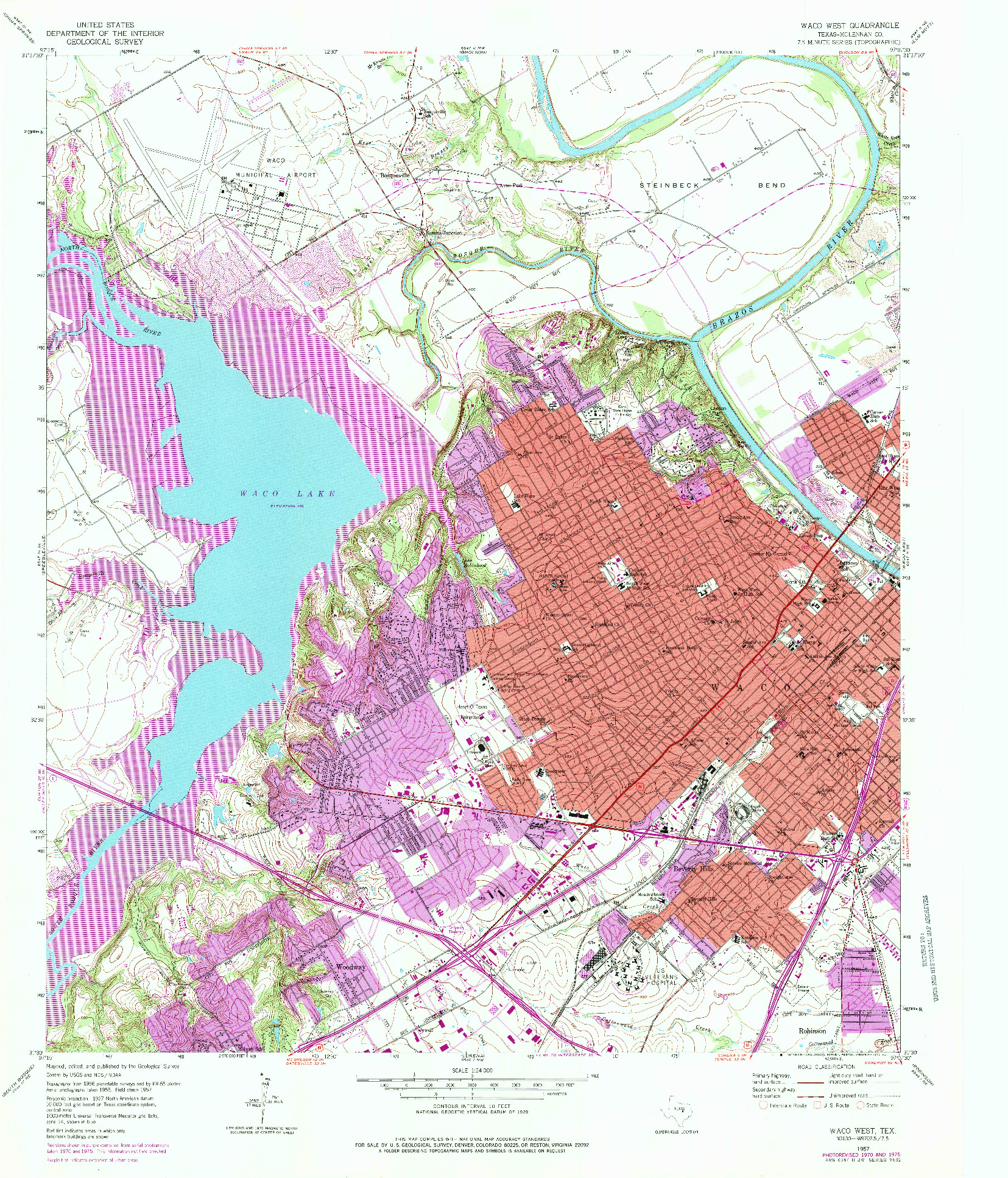 USGS 1:24000-SCALE QUADRANGLE FOR WACO WEST, TX 1957