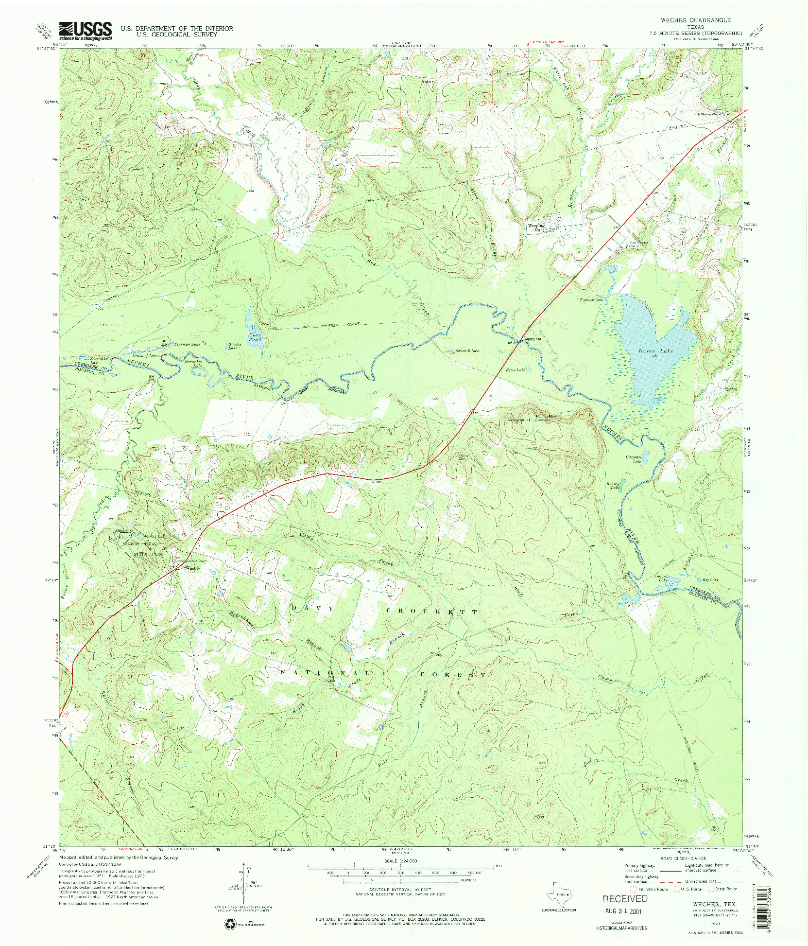 USGS 1:24000-SCALE QUADRANGLE FOR WECHES, TX 1973