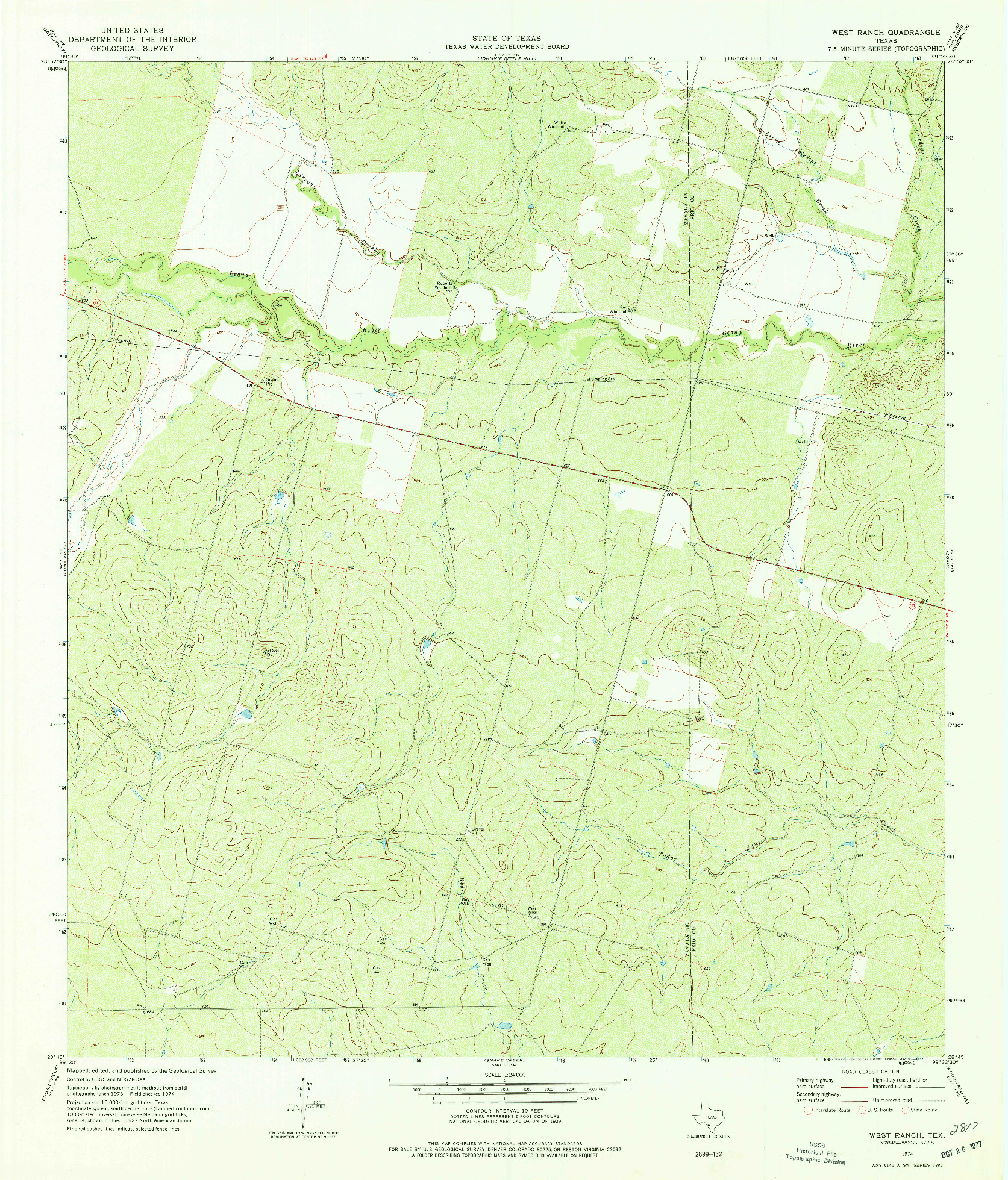 USGS 1:24000-SCALE QUADRANGLE FOR WEST RANCH, TX 1974