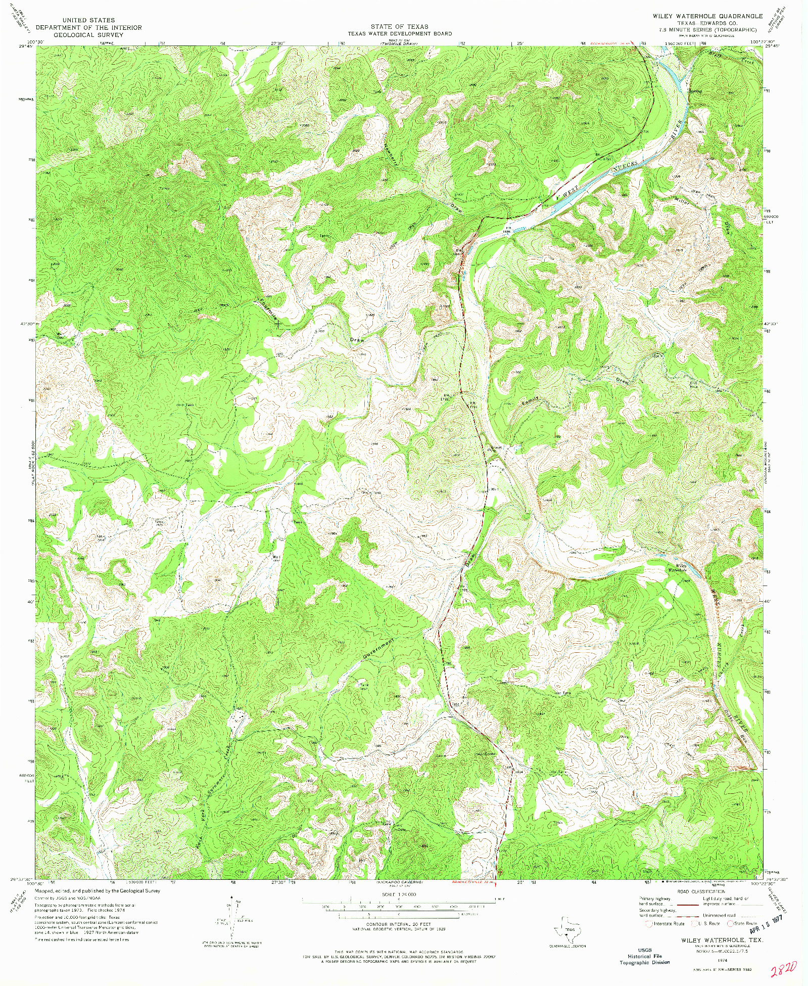 USGS 1:24000-SCALE QUADRANGLE FOR WILEY WATERHOLE, TX 1974