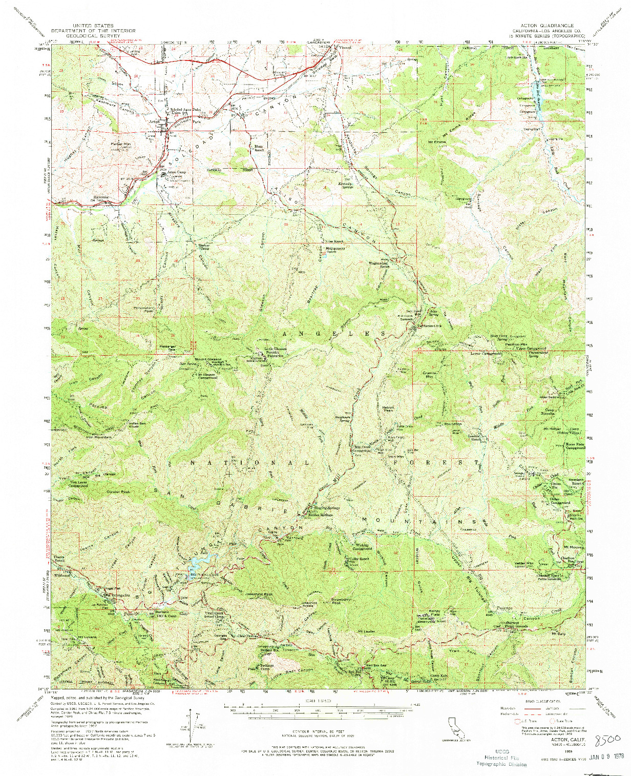 USGS 1:62500-SCALE QUADRANGLE FOR ACTON, CA 1959