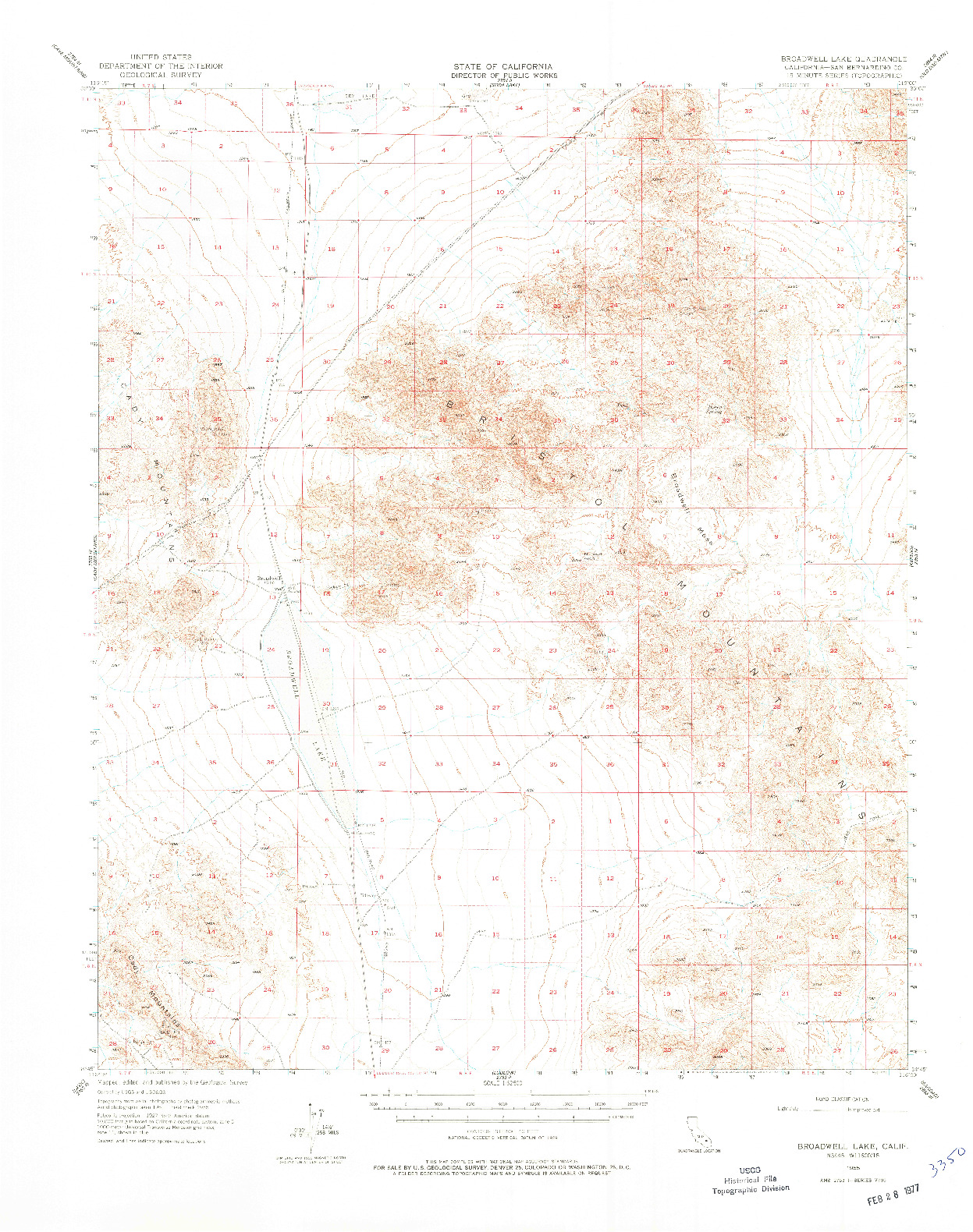 USGS 1:62500-SCALE QUADRANGLE FOR BROADWELL LAKE, CA 1955