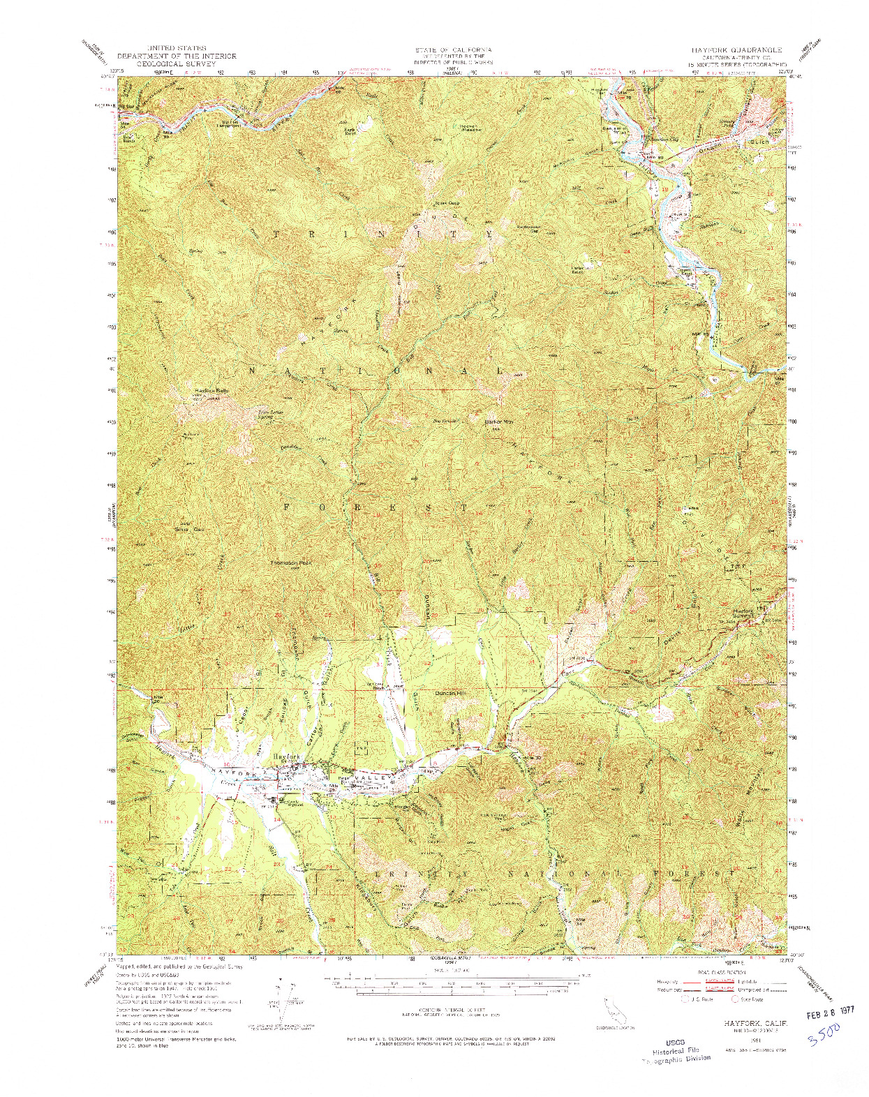 USGS 1:62500-SCALE QUADRANGLE FOR HAYFORK, CA 1951