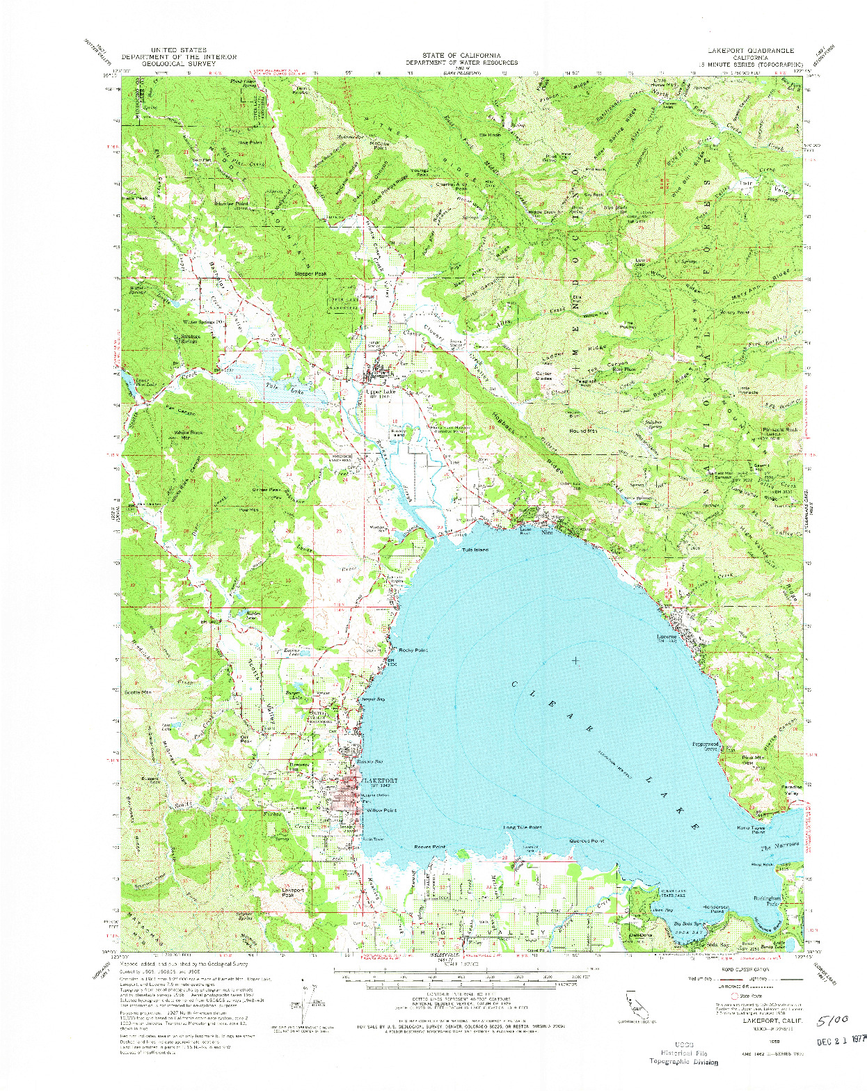 USGS 1:62500-SCALE QUADRANGLE FOR LAKEPORT, CA 1958