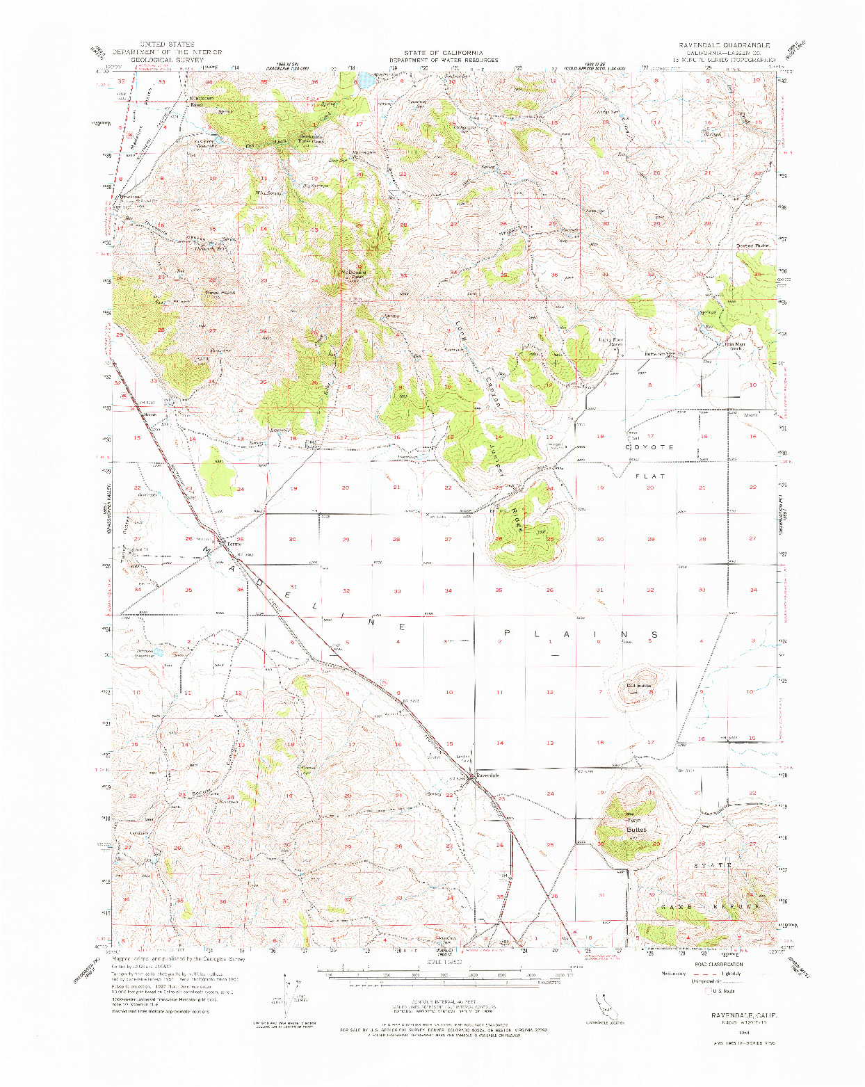 USGS 1:62500-SCALE QUADRANGLE FOR RAVENDALE, CA 1954