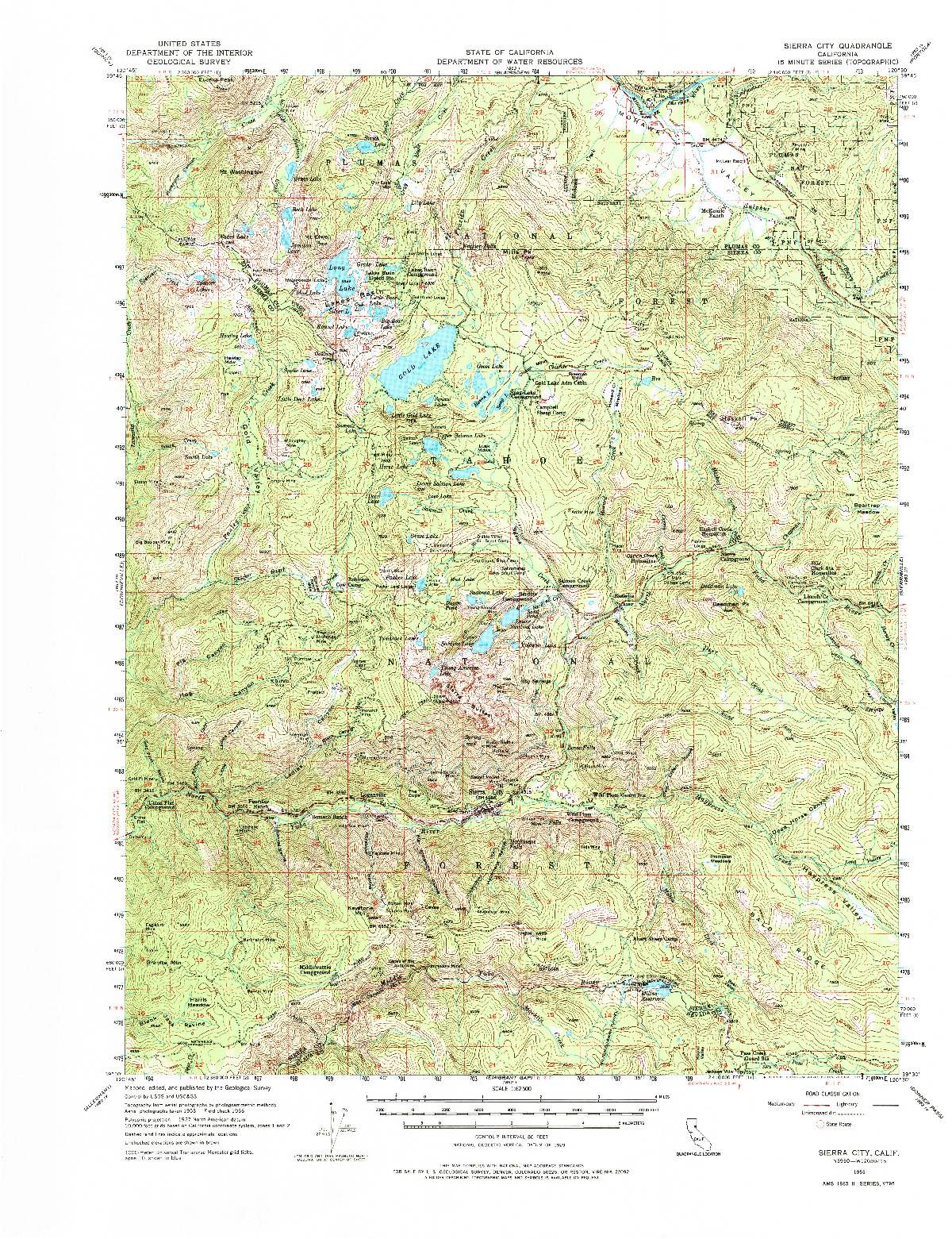 USGS 1:62500-SCALE QUADRANGLE FOR SIERRA CITY, CA 1955