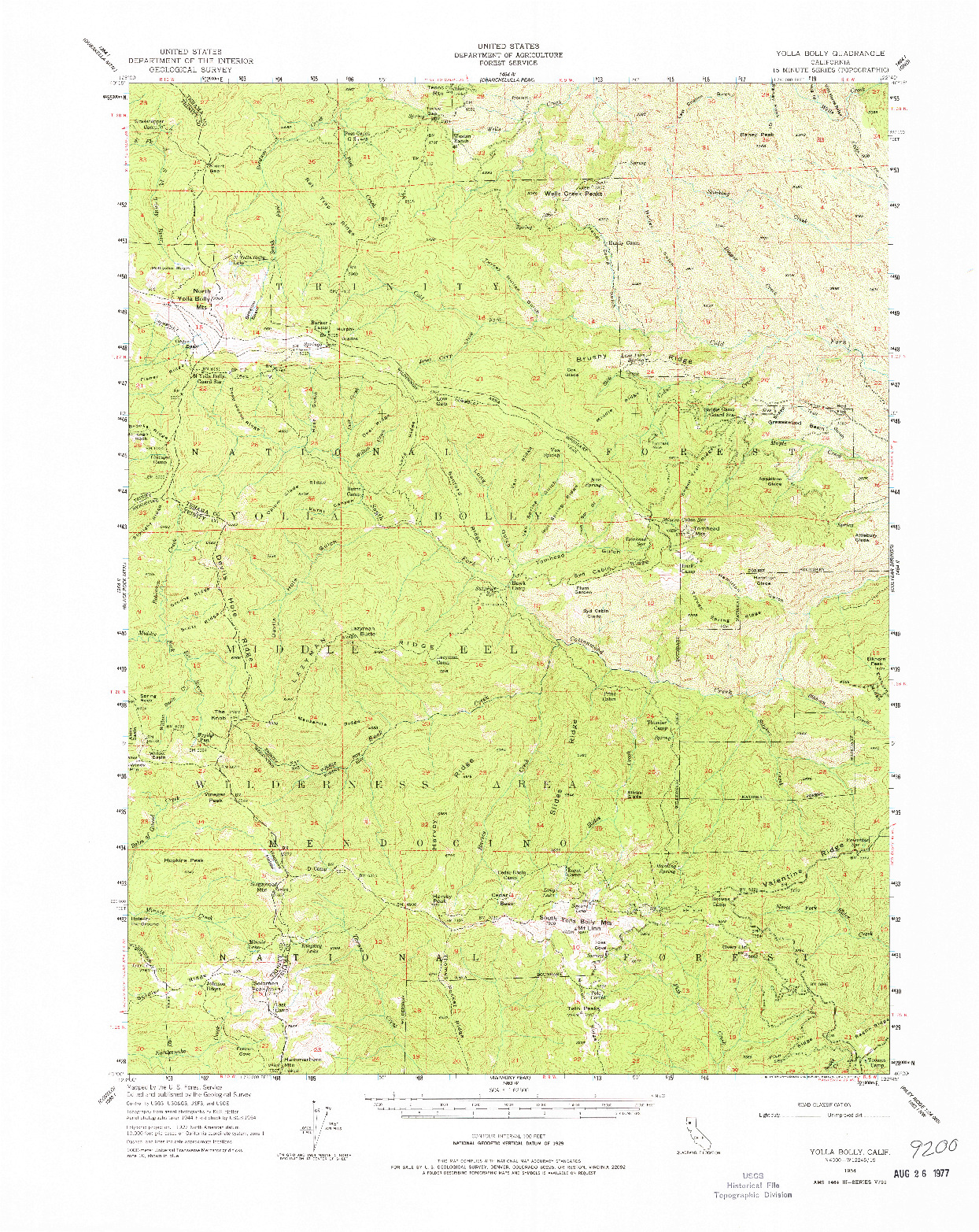 USGS 1:62500-SCALE QUADRANGLE FOR YOLLA BOLLY, CA 1954