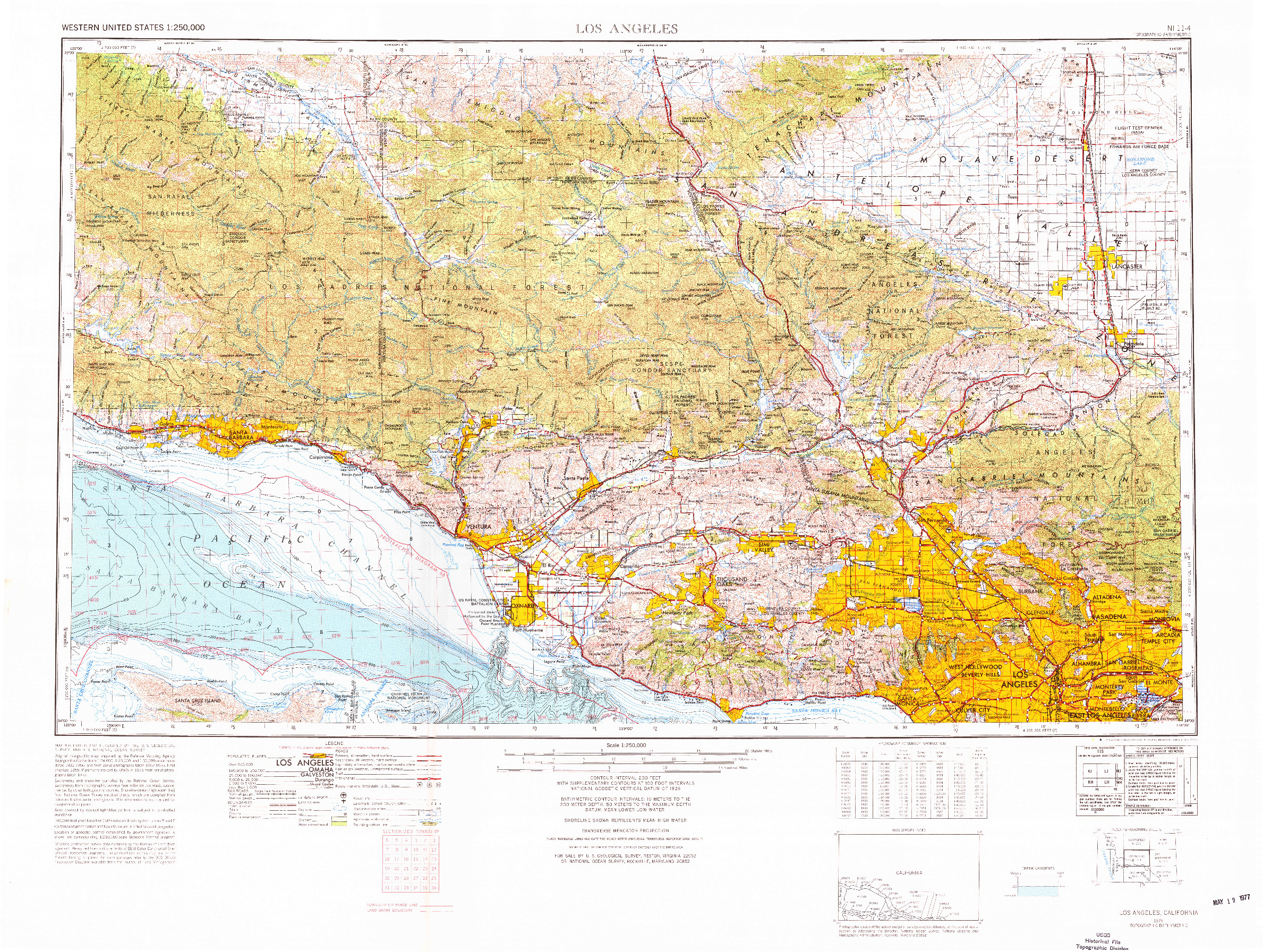 USGS 1:250000-SCALE QUADRANGLE FOR LOS ANGELES, CA 1975
