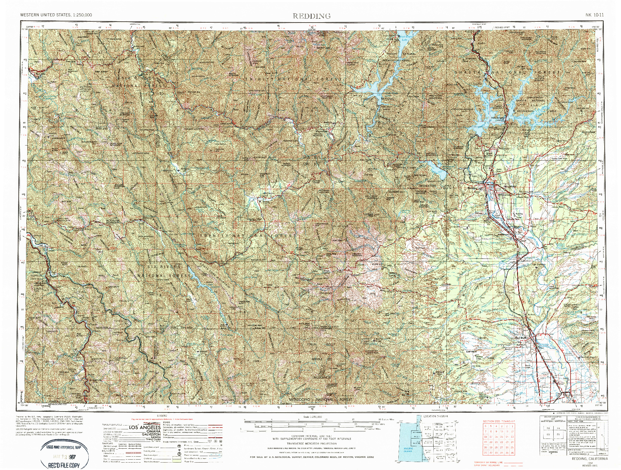 USGS 1:250000-SCALE QUADRANGLE FOR REDDING, CA 1958