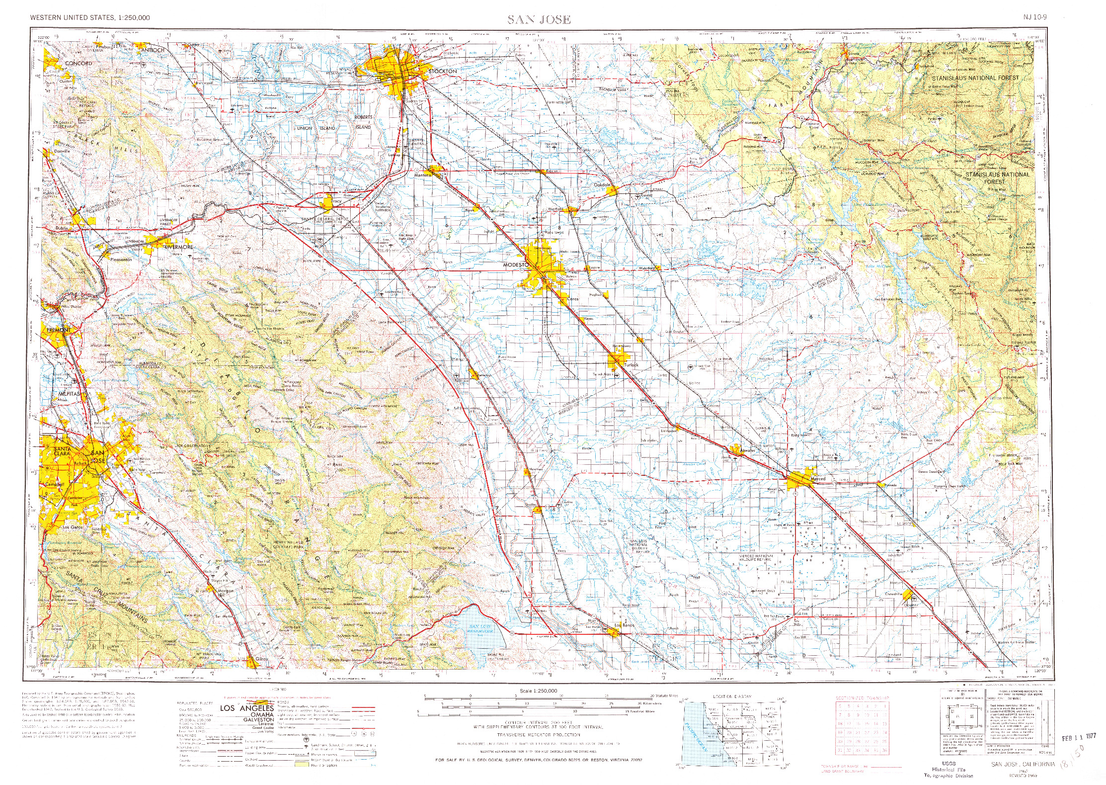 USGS 1:250000-SCALE QUADRANGLE FOR SAN JOSE, CA 1962