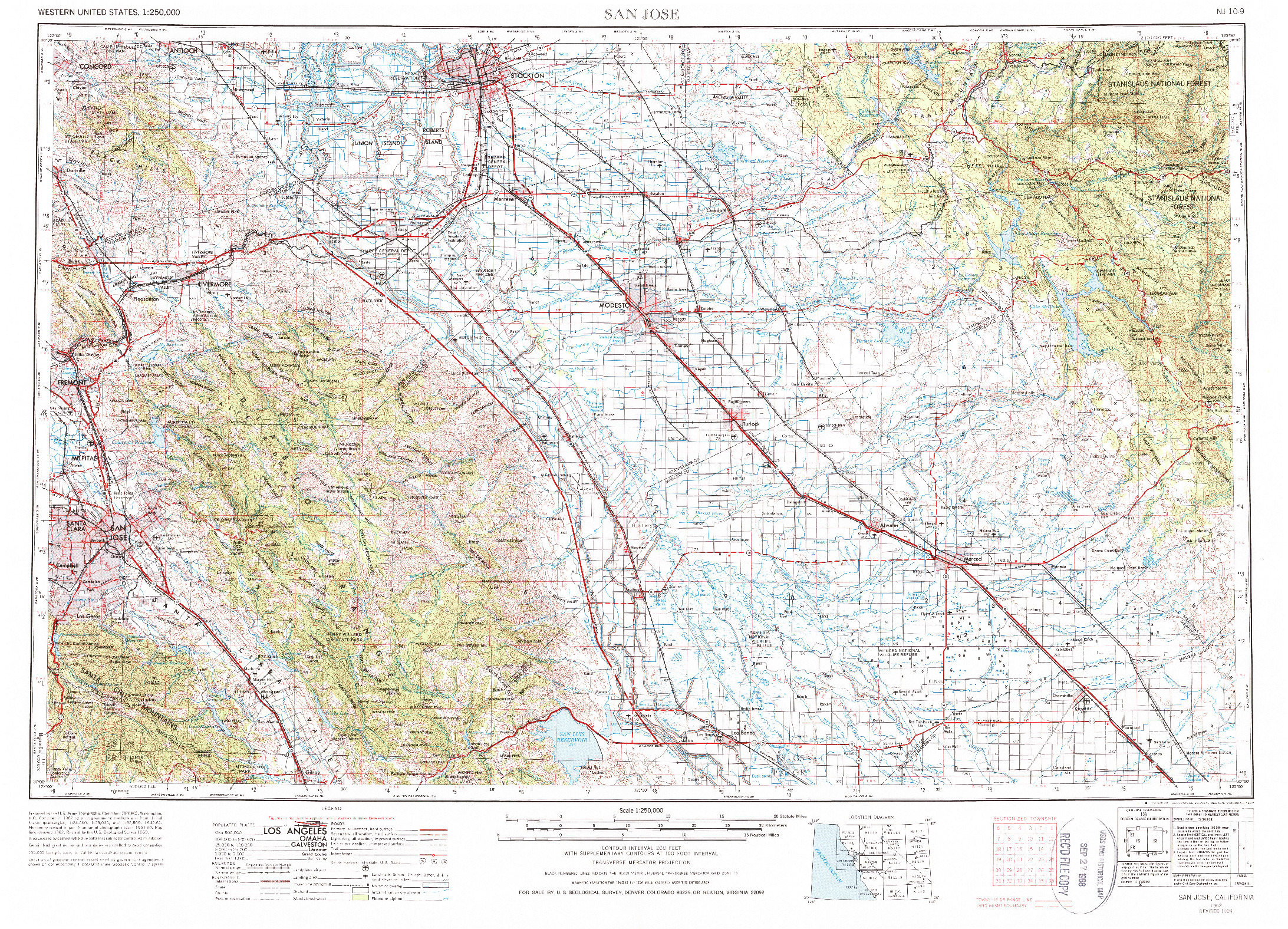 USGS 1:250000-SCALE QUADRANGLE FOR SAN JOSE, CA 1962