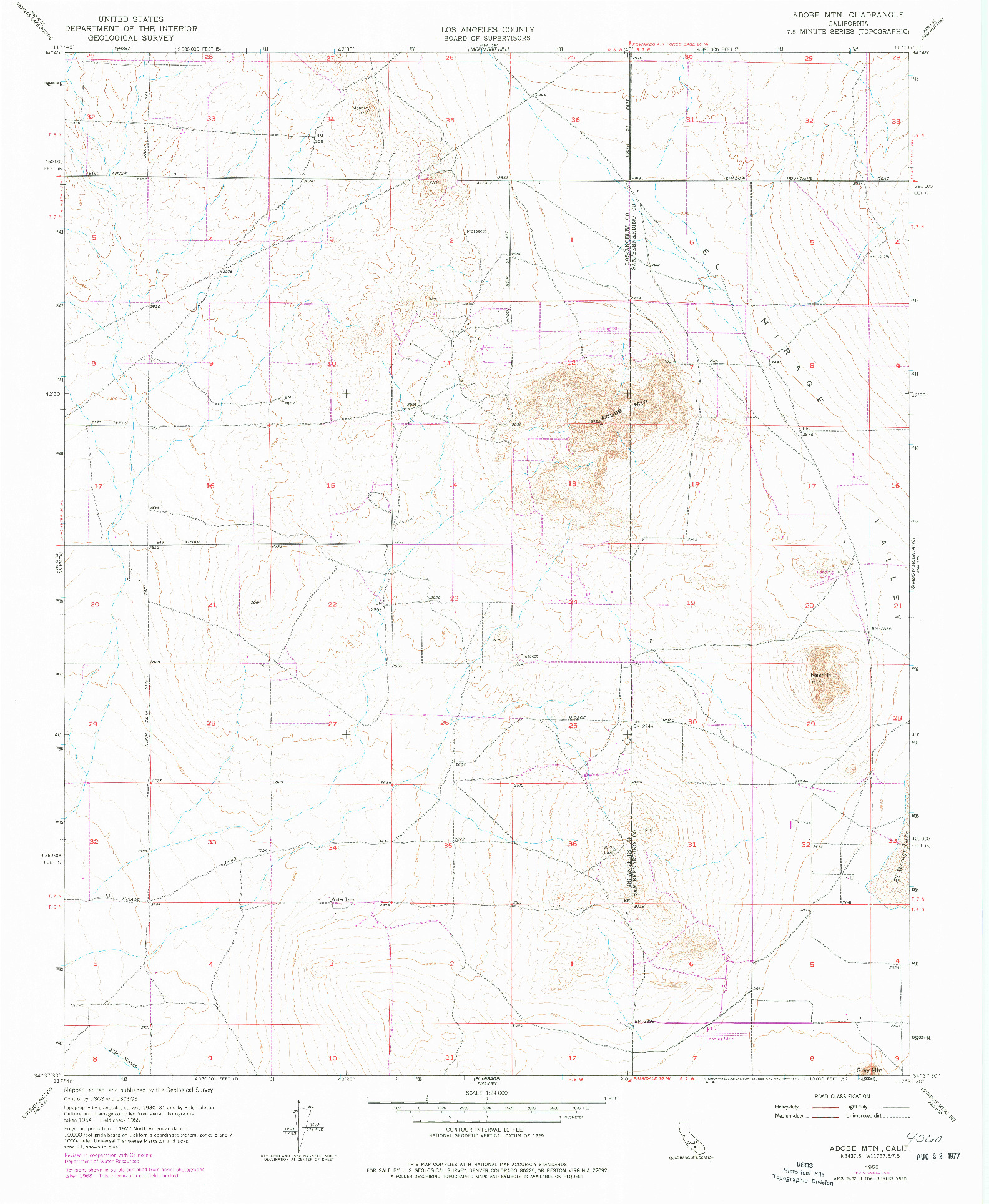 USGS 1:24000-SCALE QUADRANGLE FOR ADOBE MTN, CA 1955