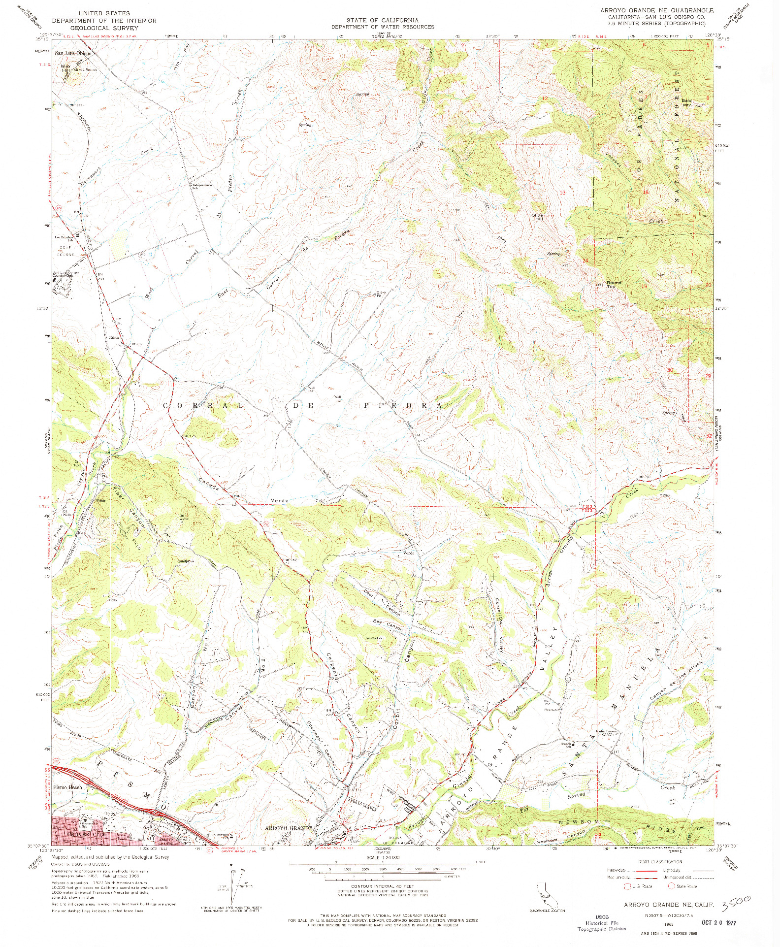 USGS 1:24000-SCALE QUADRANGLE FOR ARROYO GRANDE NE, CA 1965