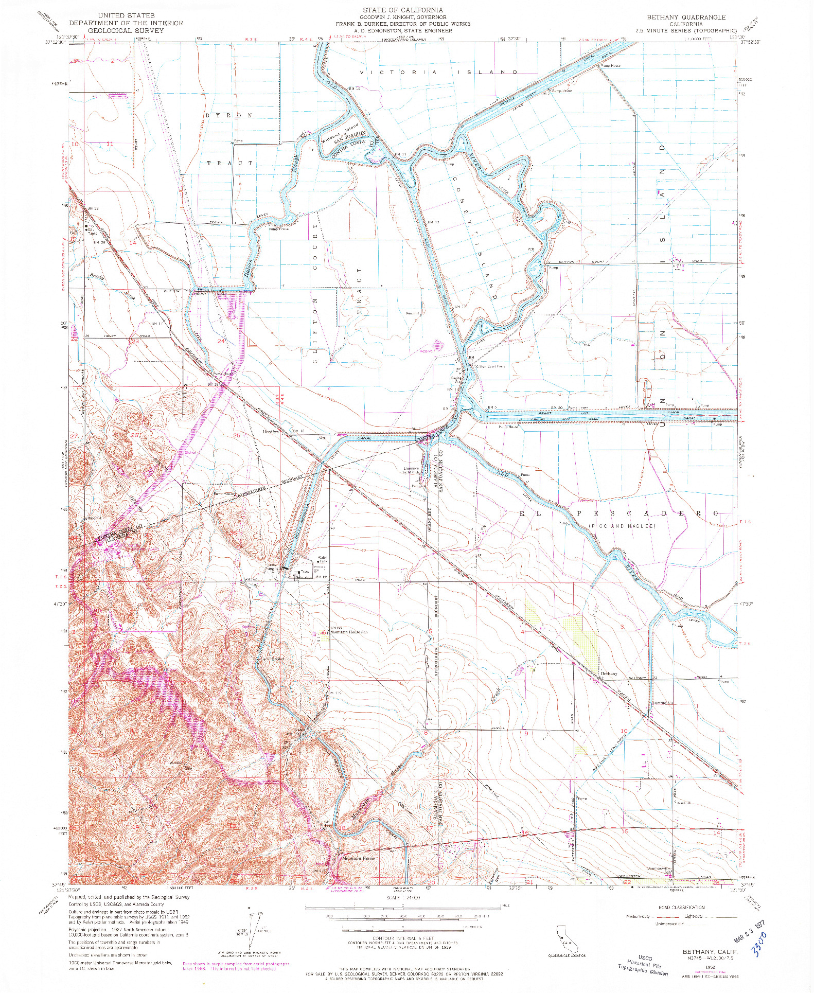 USGS 1:24000-SCALE QUADRANGLE FOR BETHANY, CA 1952