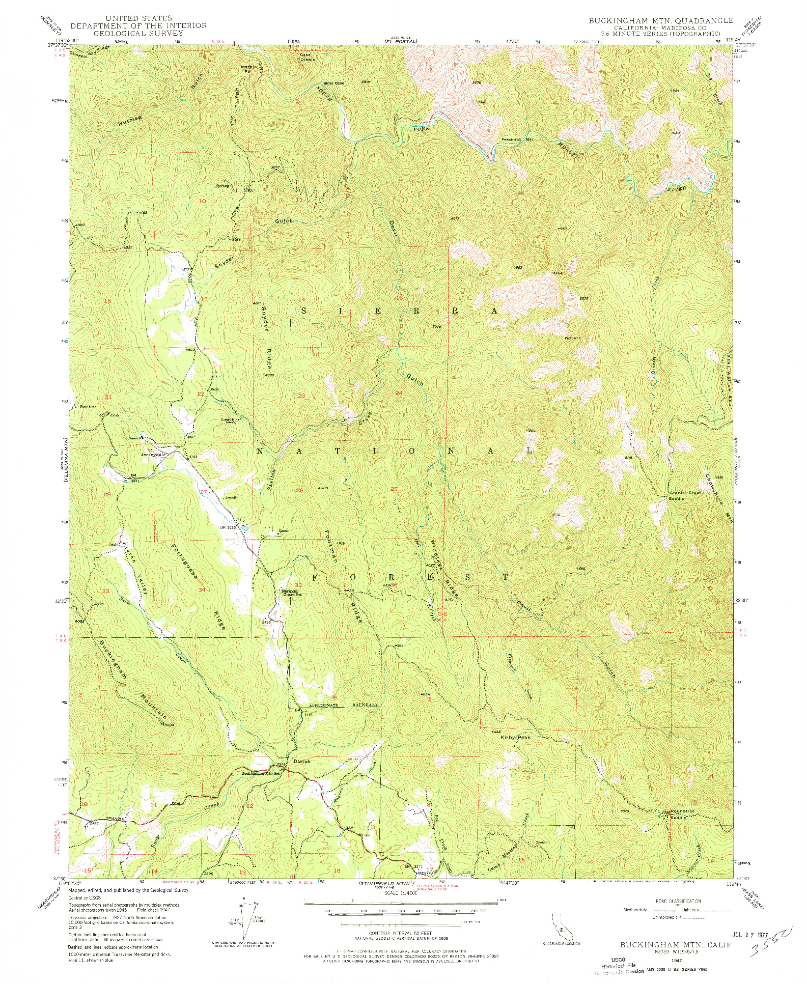 USGS 1:24000-SCALE QUADRANGLE FOR BUCKINGHAM MTN, CA 1947