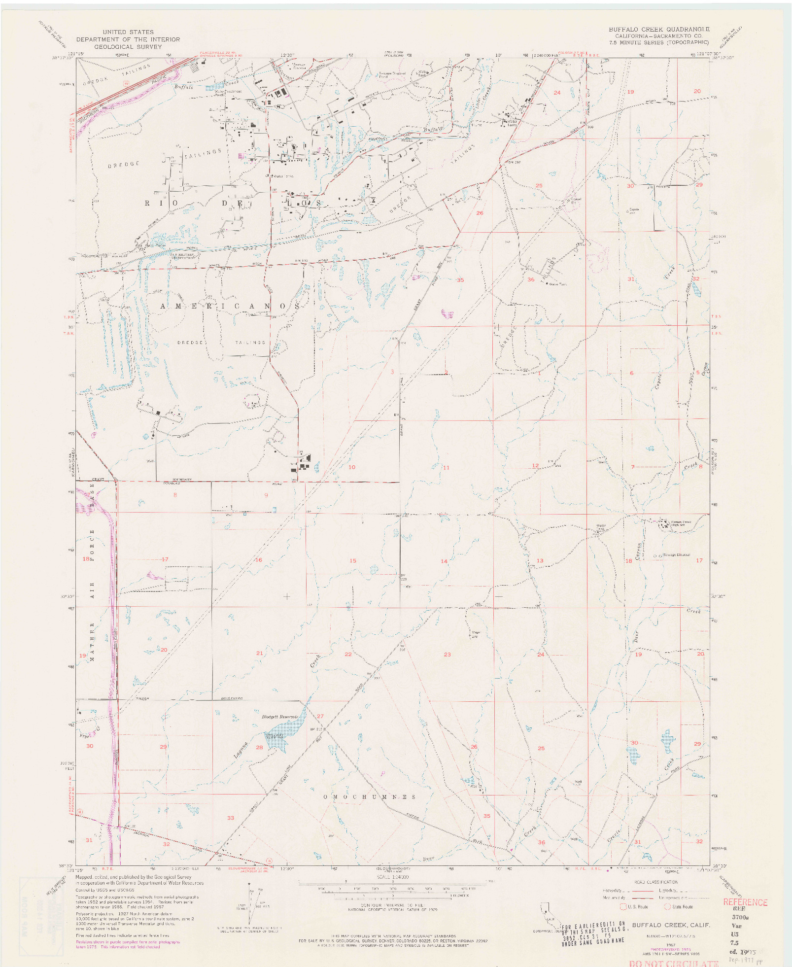 USGS 1:24000-SCALE QUADRANGLE FOR BUFFALO CREEK, CA 1967