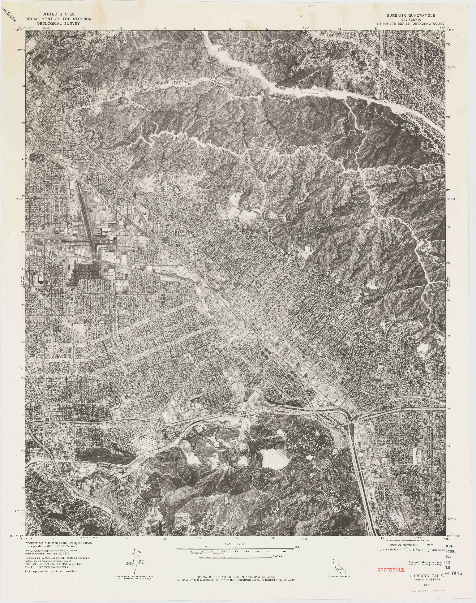 USGS 1:24000-SCALE QUADRANGLE FOR BURBANK, CA 1976