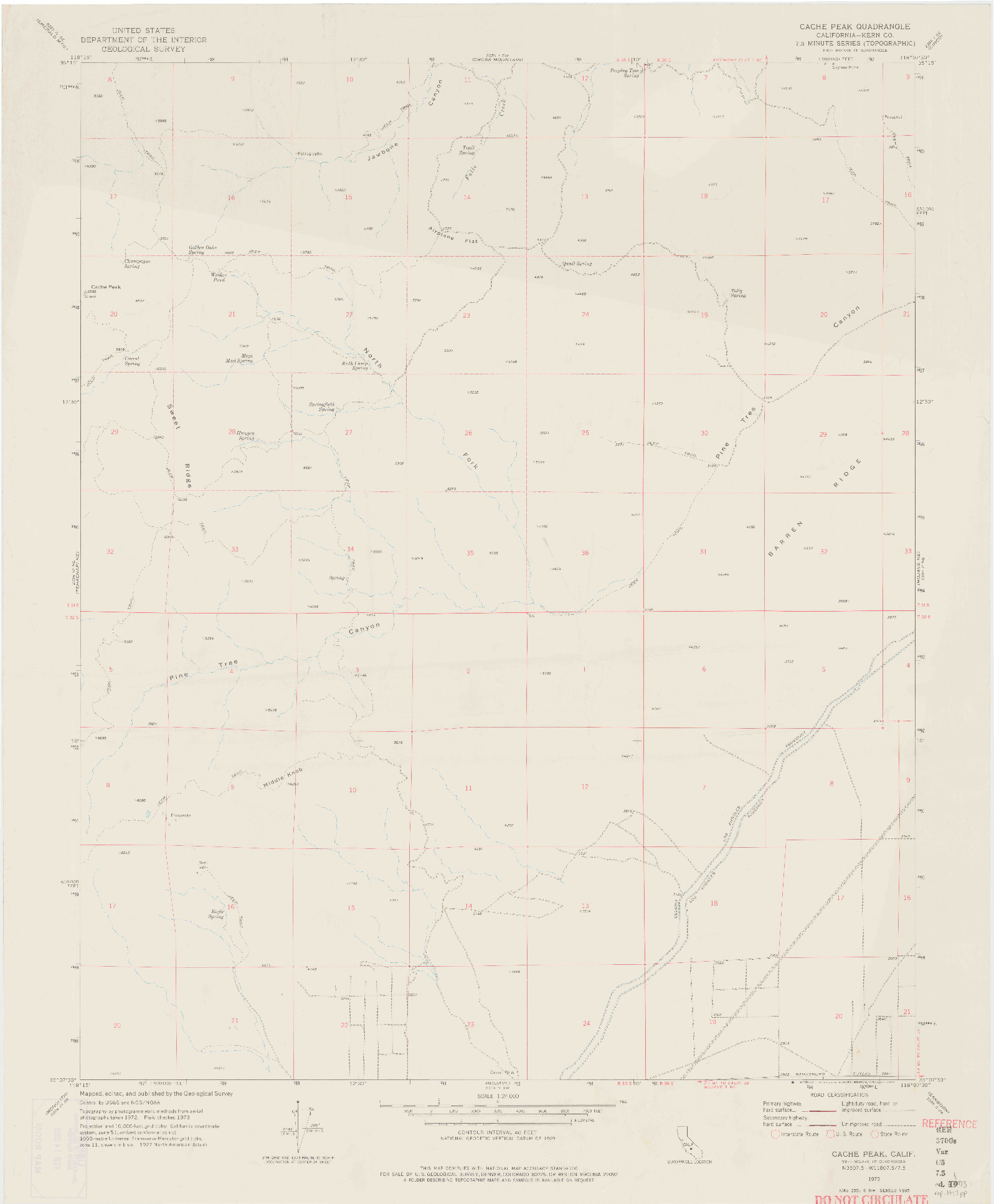 USGS 1:24000-SCALE QUADRANGLE FOR CACHE PEAK, CA 1973