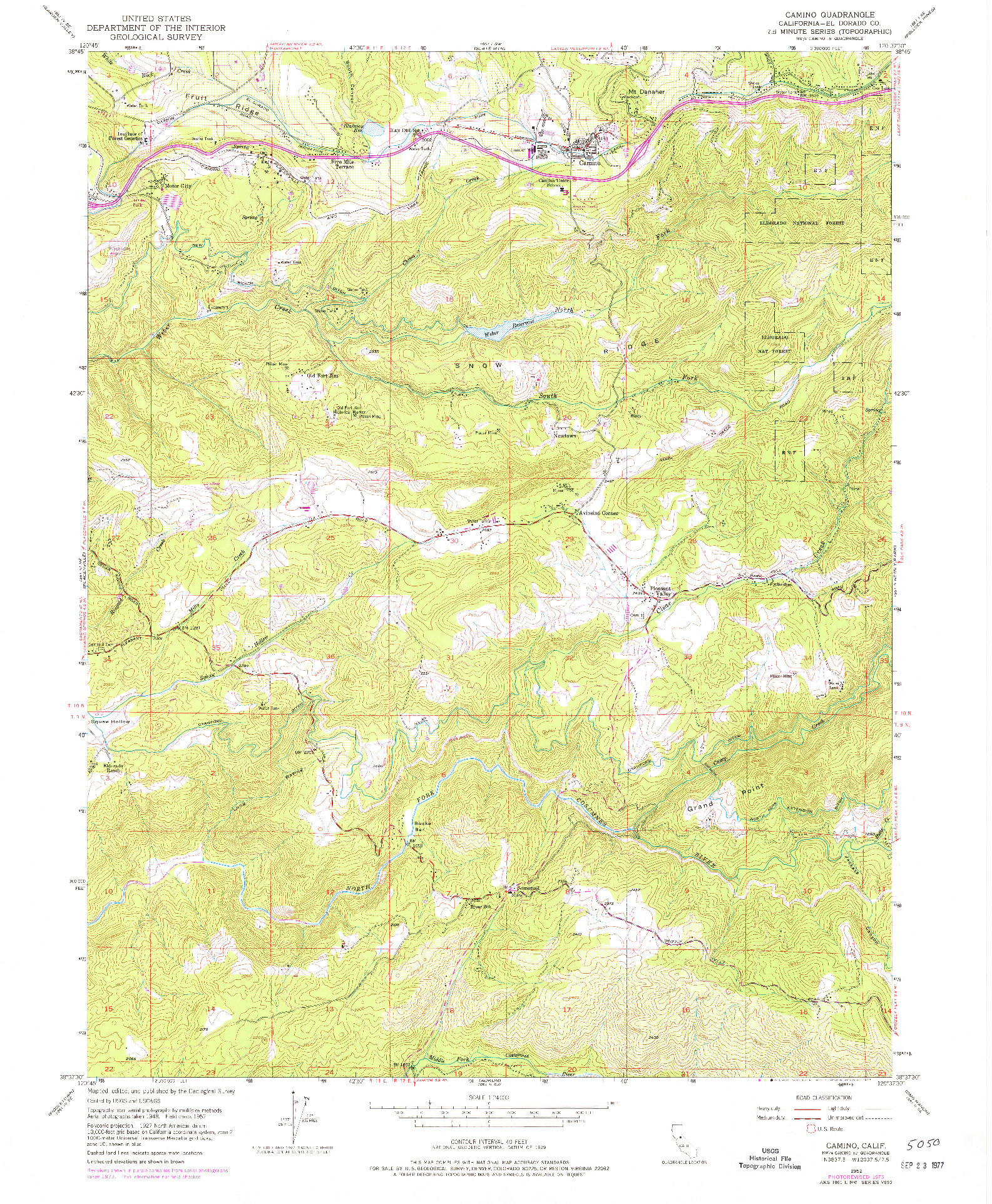 USGS 1:24000-SCALE QUADRANGLE FOR CAMINO, CA 1952