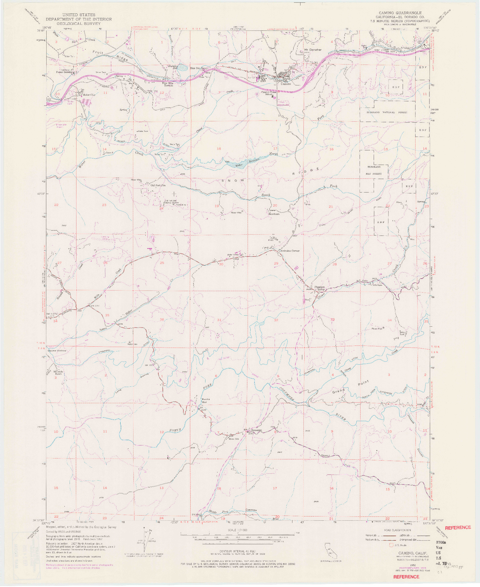 USGS 1:24000-SCALE QUADRANGLE FOR CAMINO, CA 1952