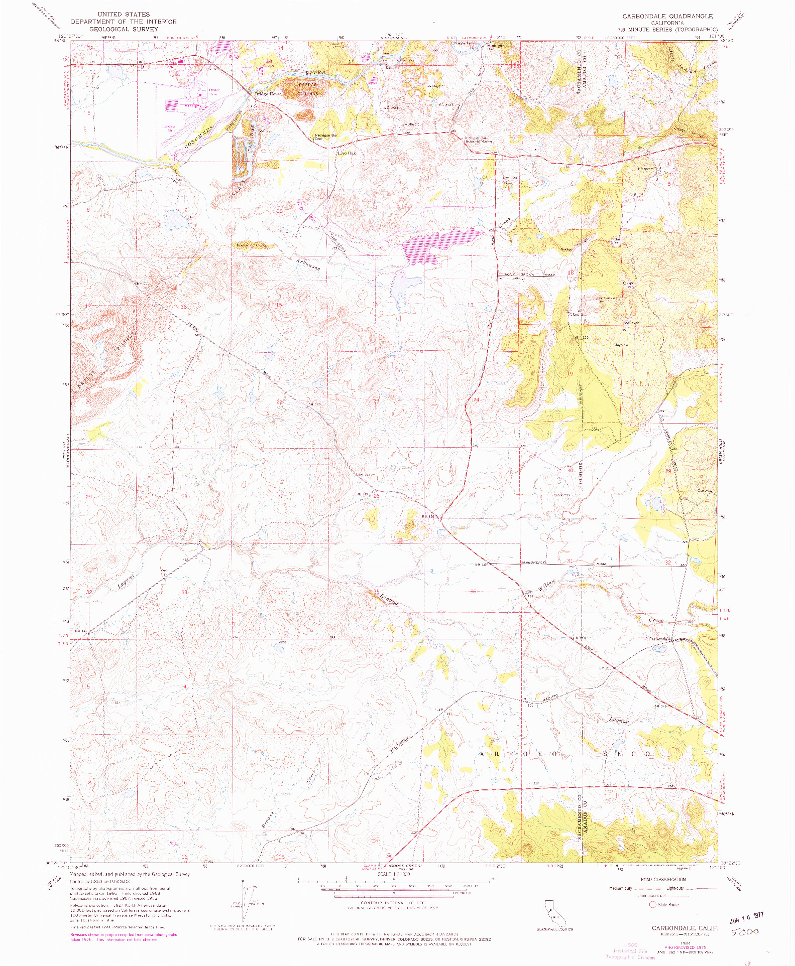 USGS 1:24000-SCALE QUADRANGLE FOR CARBONDALE, CA 1968