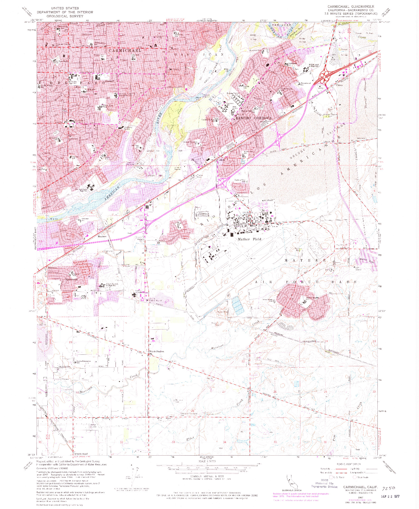 USGS 1:24000-SCALE QUADRANGLE FOR CARMICHAEL, CA 1967