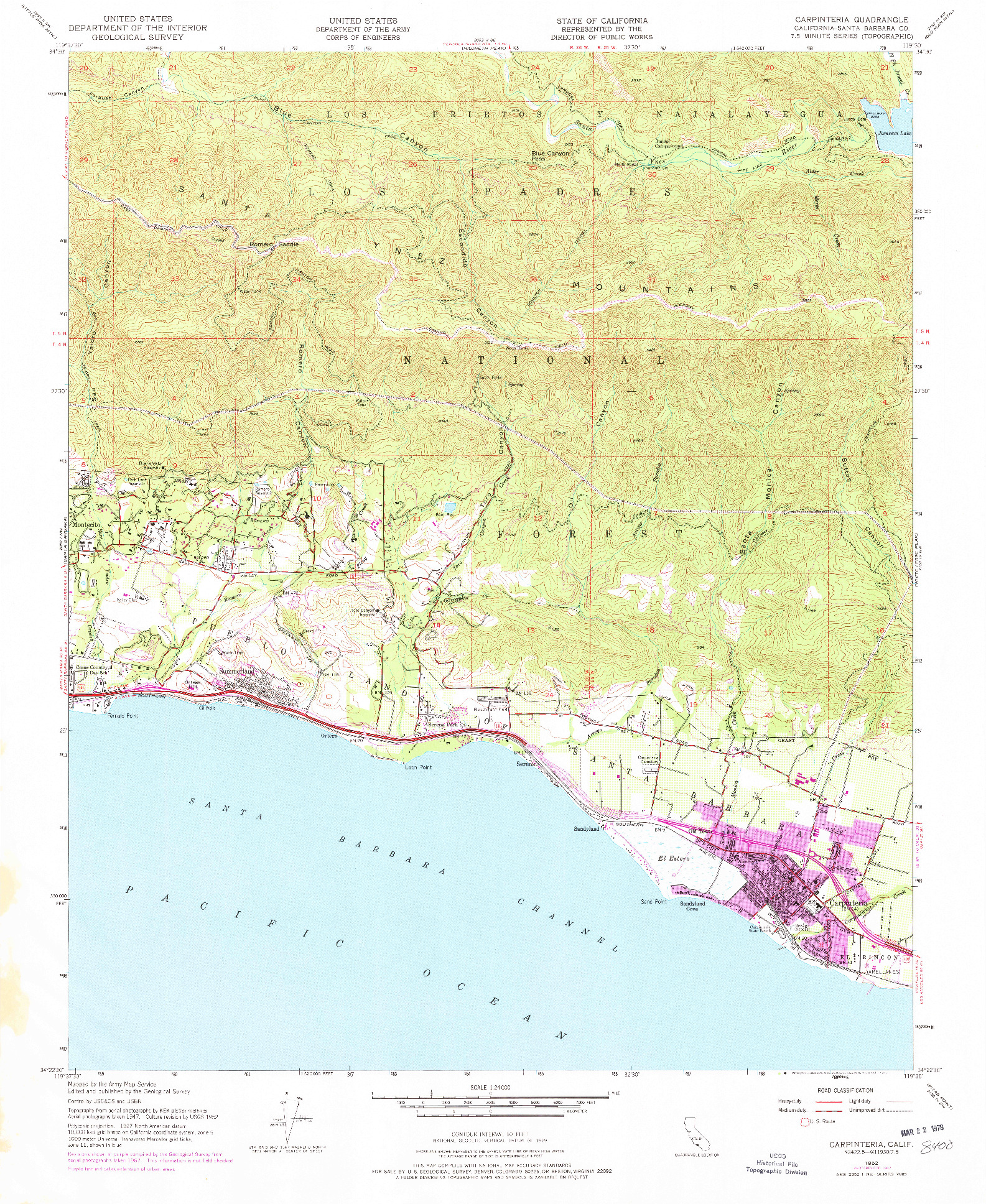 USGS 1:24000-SCALE QUADRANGLE FOR CARPINTERIA, CA 1952