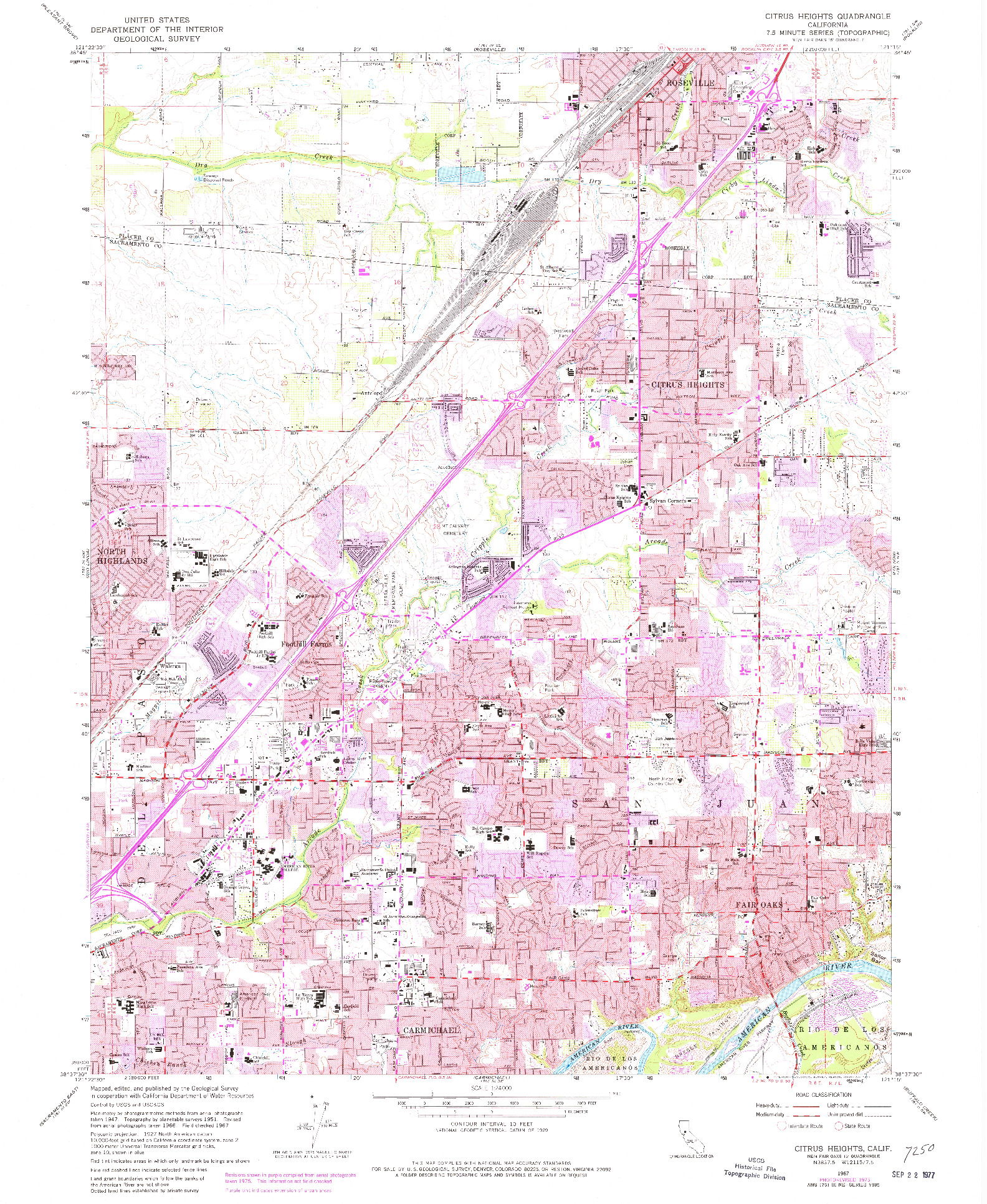 USGS 1:24000-SCALE QUADRANGLE FOR CITRUS HEIGHTS, CA 1967