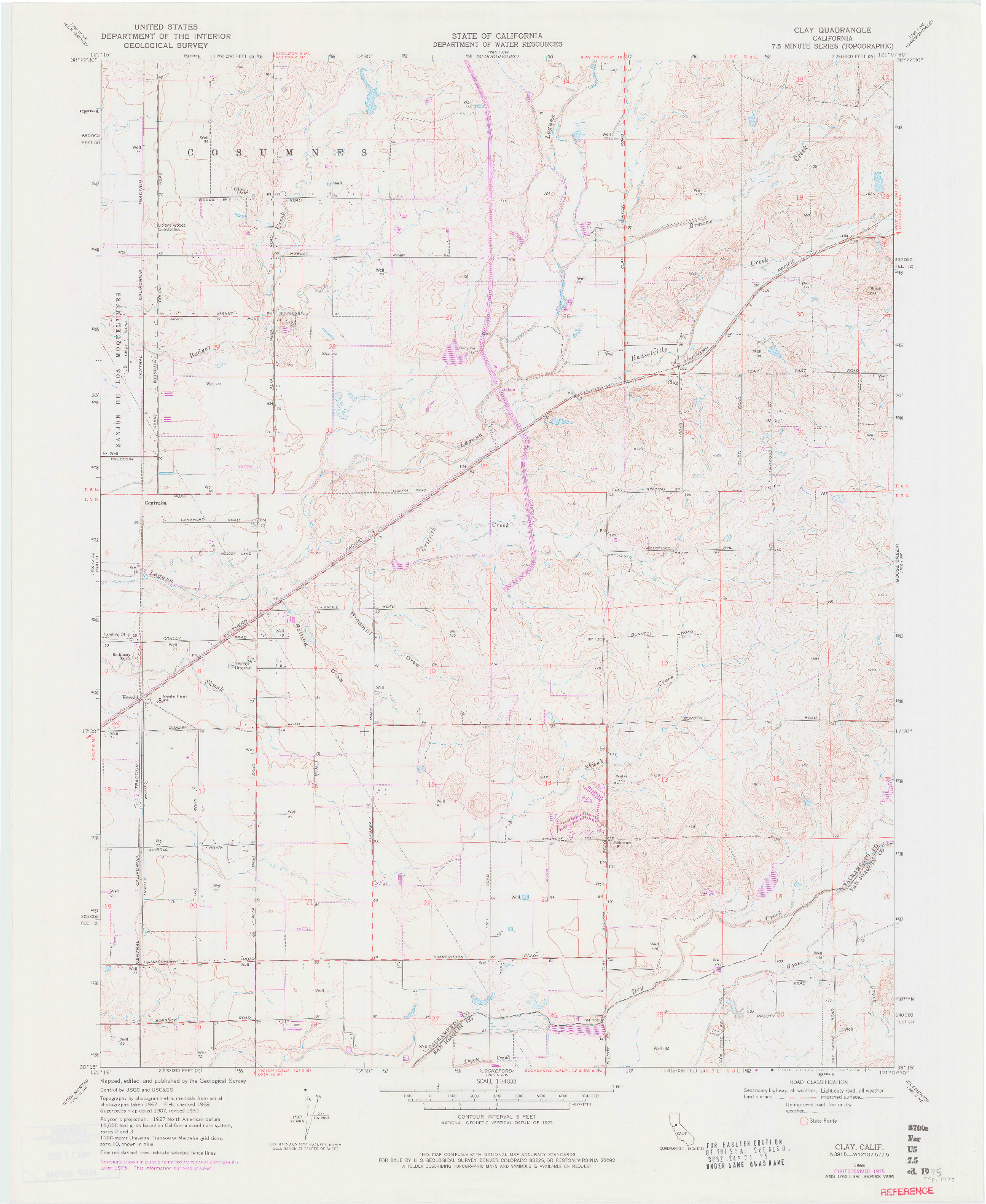 USGS 1:24000-SCALE QUADRANGLE FOR CLAY, CA 1968