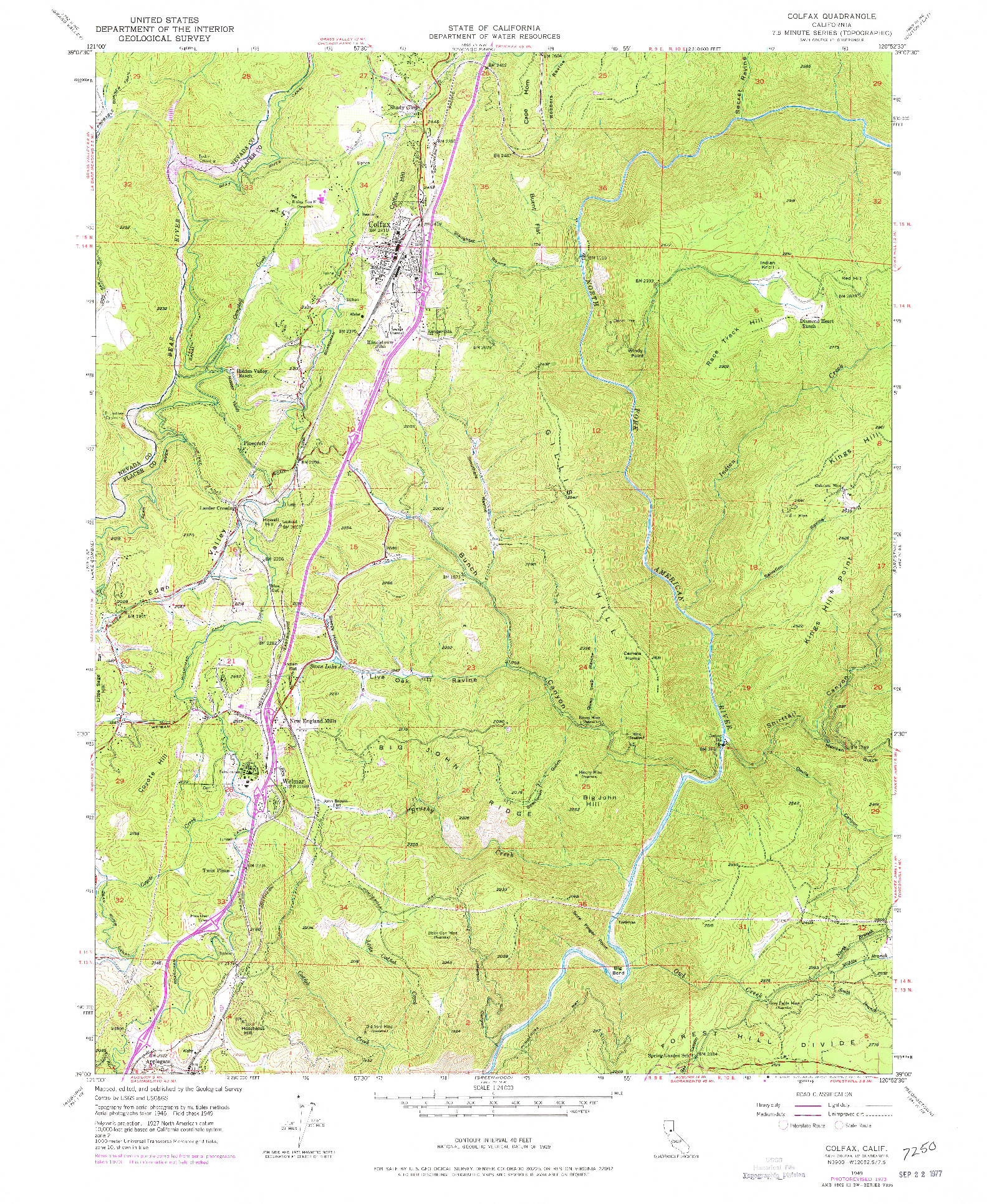 USGS 1:24000-SCALE QUADRANGLE FOR COLFAX, CA 1949