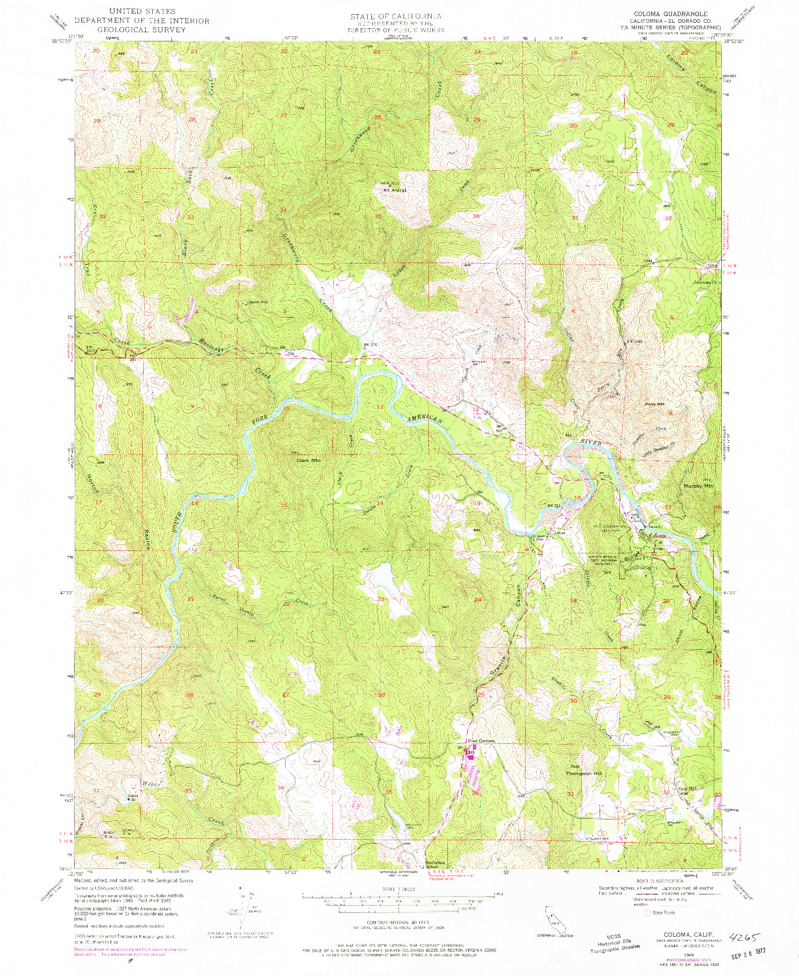 USGS 1:24000-SCALE QUADRANGLE FOR COLOMA, CA 1949