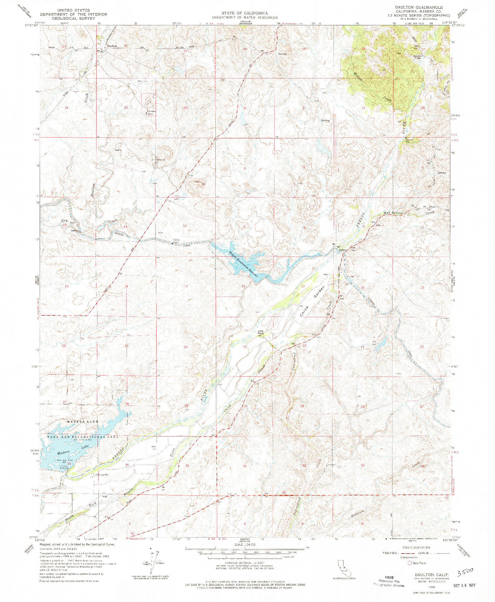 USGS 1:24000-SCALE QUADRANGLE FOR DAULTON, CA 1962