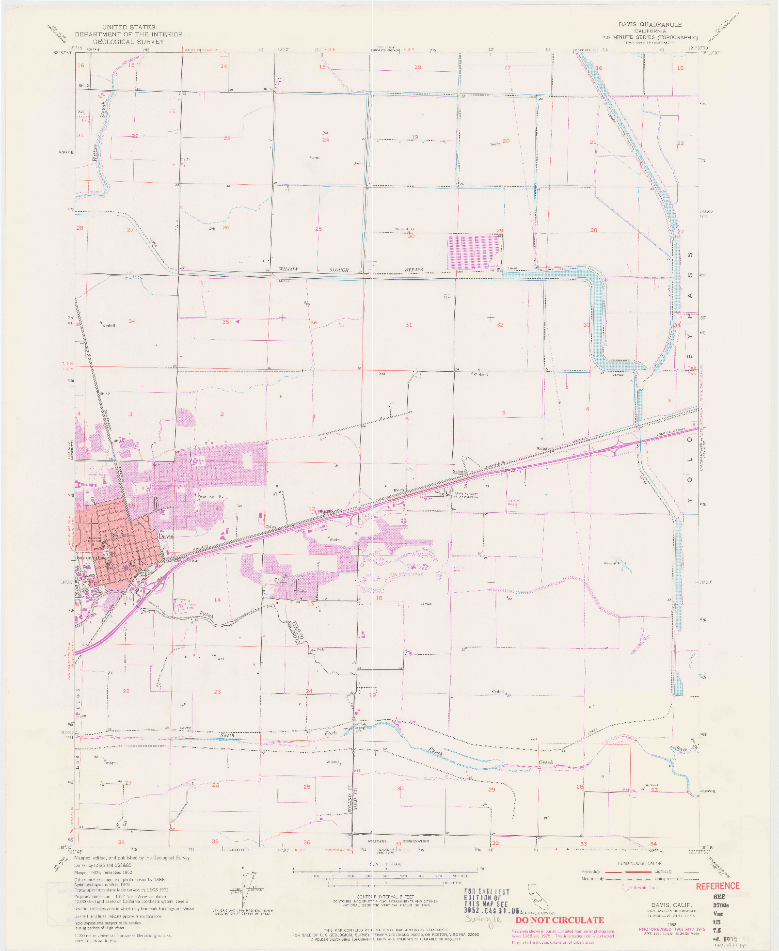 USGS 1:24000-SCALE QUADRANGLE FOR DAVIS, CA 1952