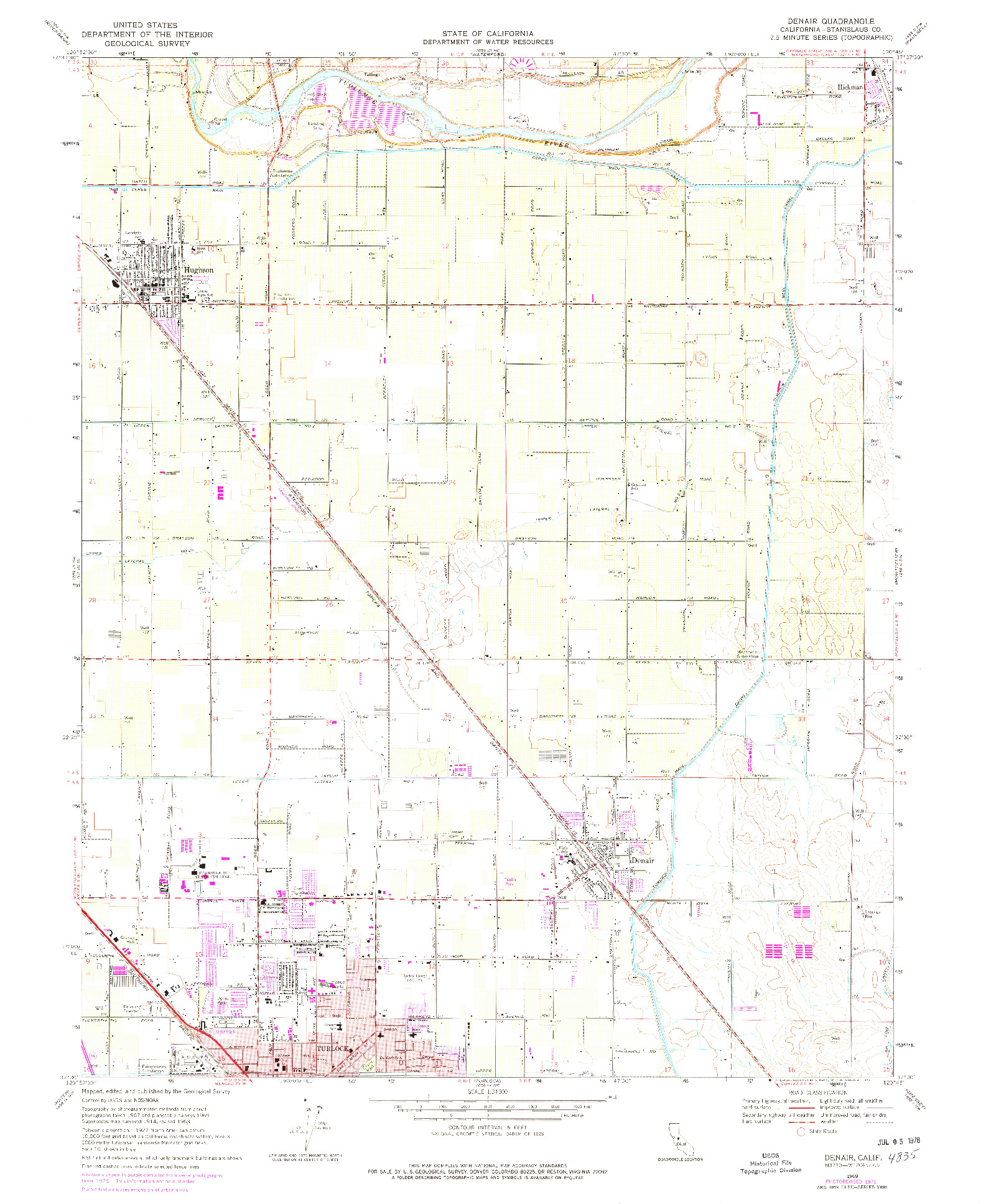 USGS 1:24000-SCALE QUADRANGLE FOR DENAIR, CA 1969