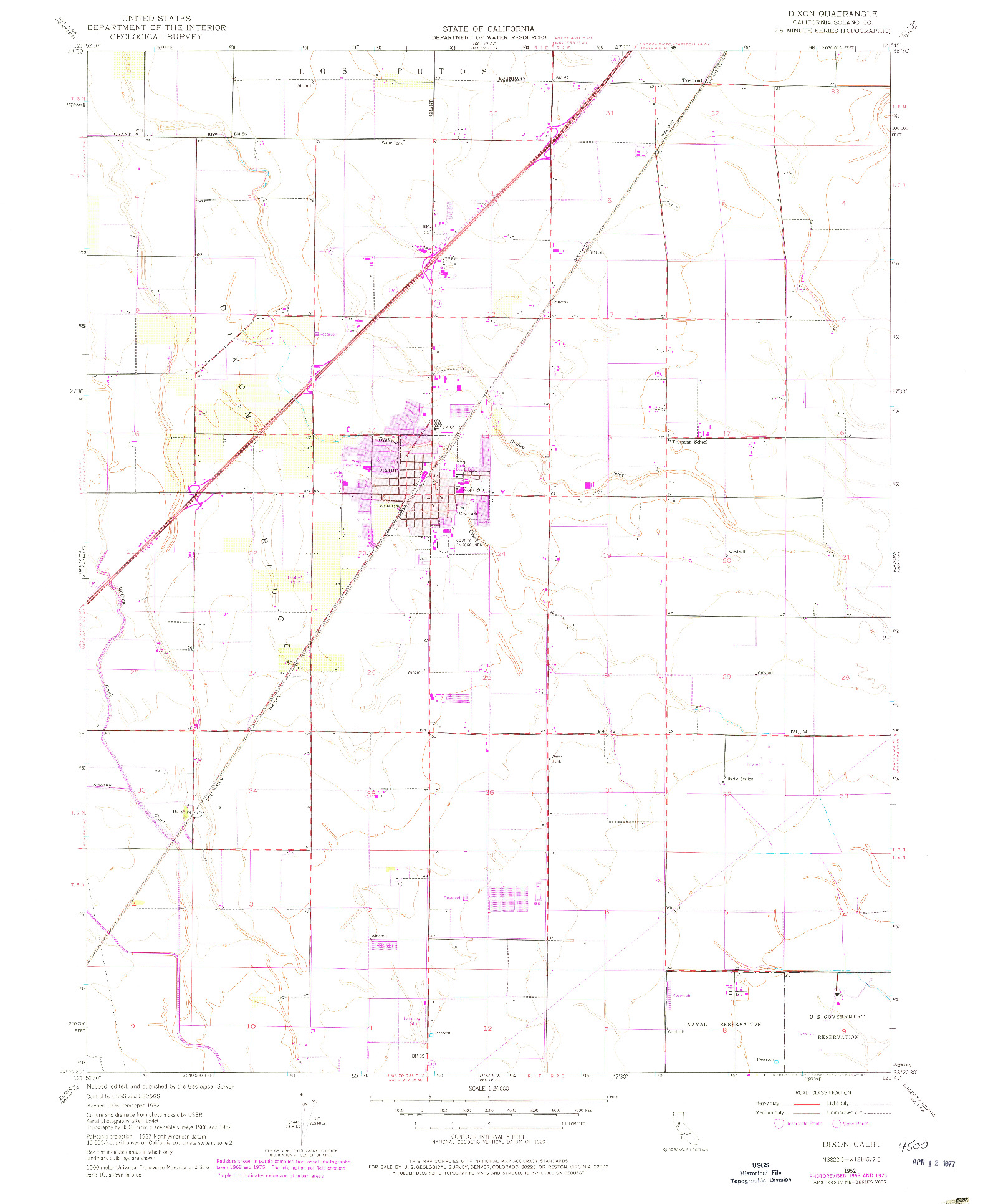 USGS 1:24000-SCALE QUADRANGLE FOR DIXON, CA 1952