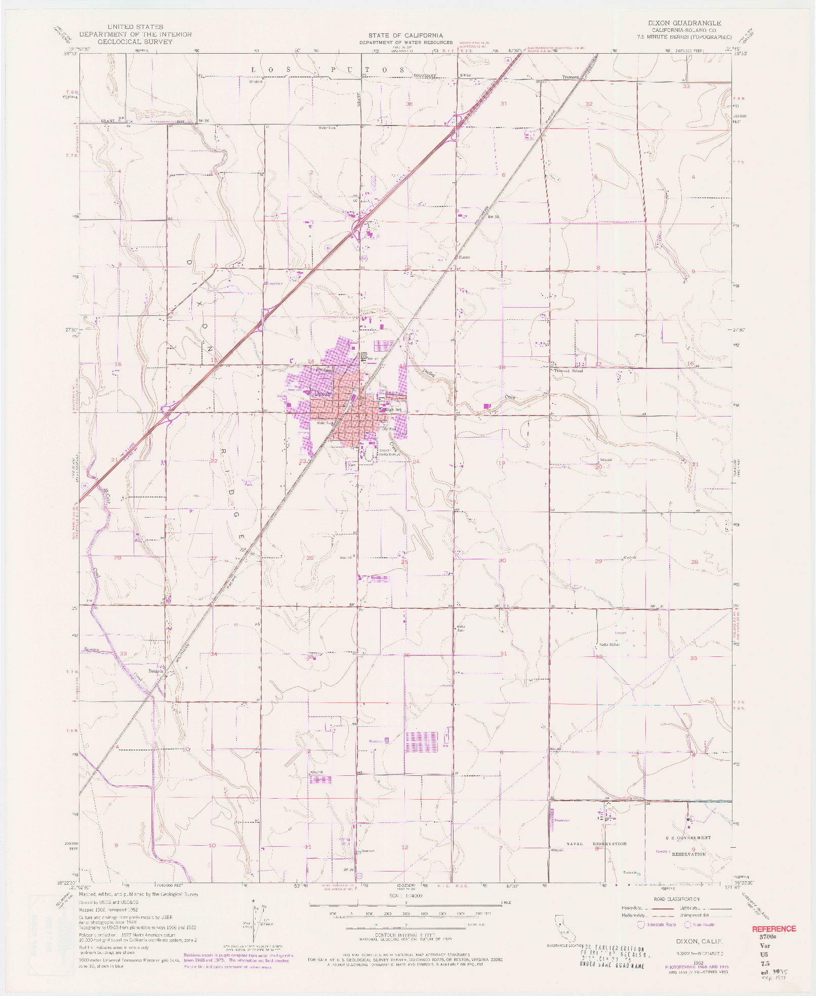 USGS 1:24000-SCALE QUADRANGLE FOR DIXON, CA 1952