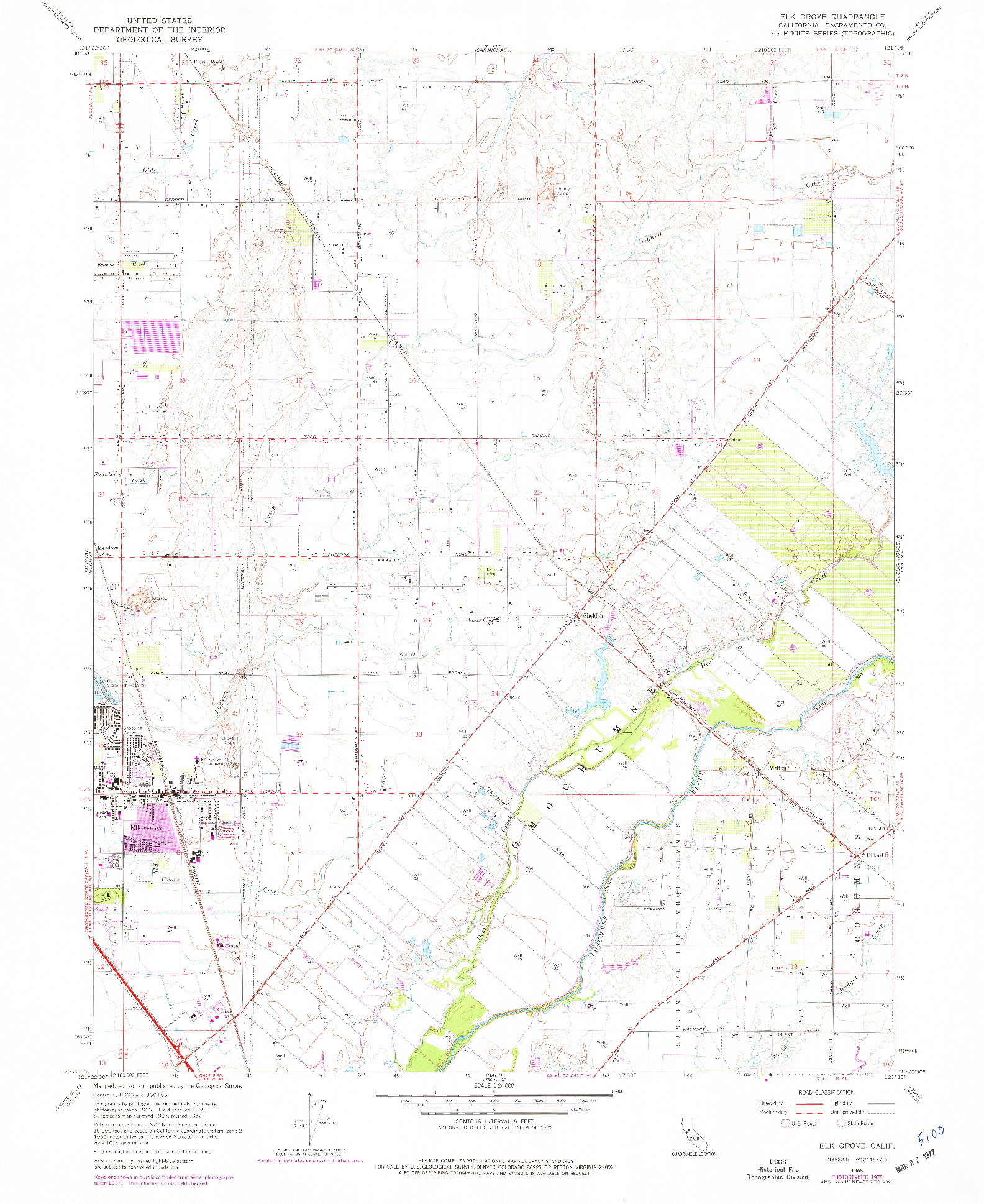 USGS 1:24000-SCALE QUADRANGLE FOR ELK GROVE, CA 1968