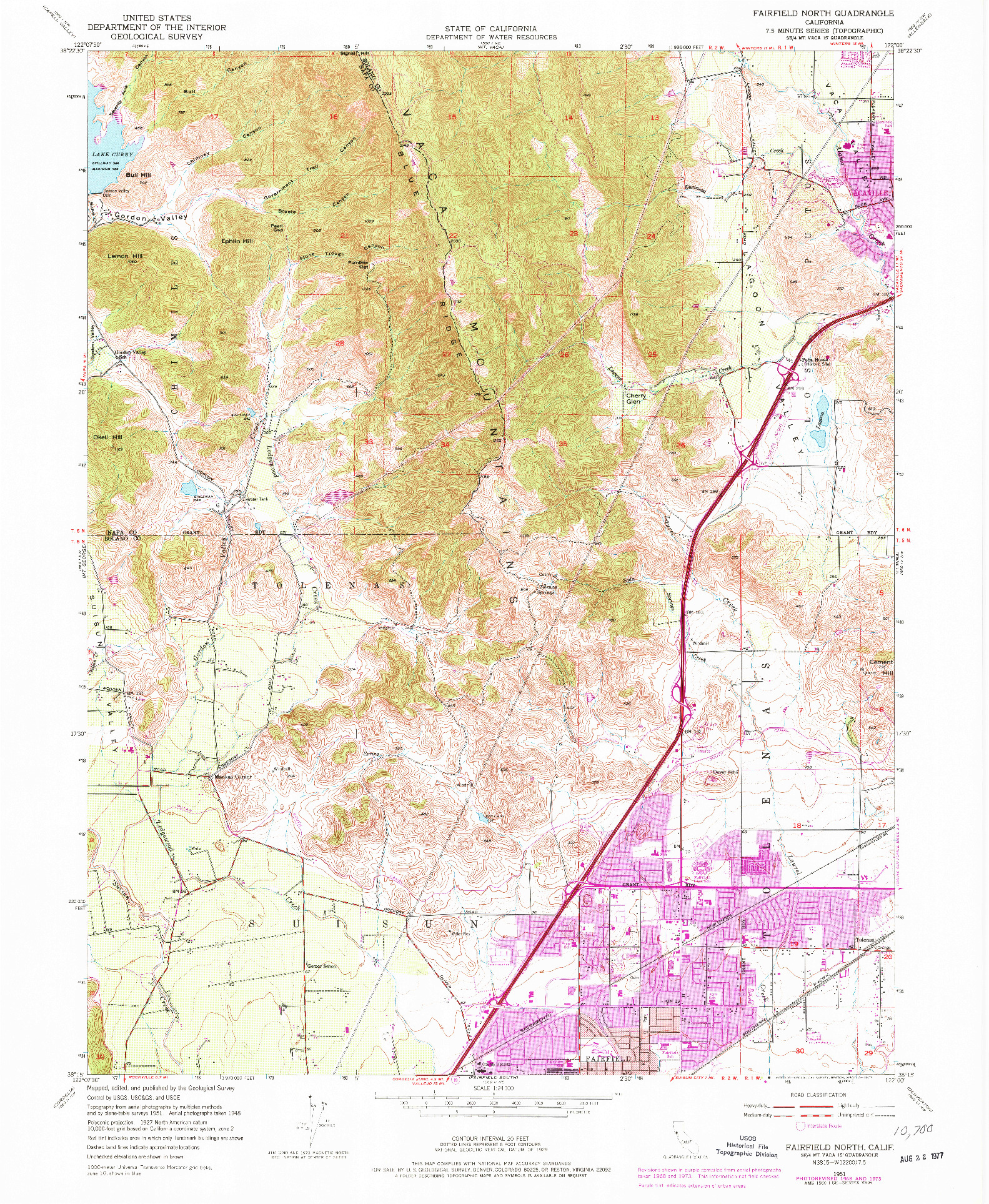 USGS 1:24000-SCALE QUADRANGLE FOR FAIRFIELD NORTH, CA 1951