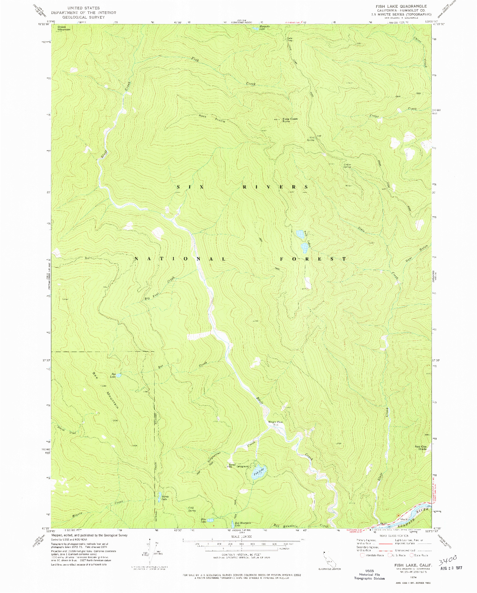 USGS 1:24000-SCALE QUADRANGLE FOR FISH LAKE, CA 1974