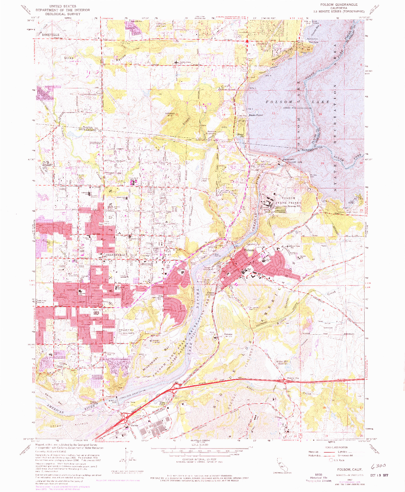 USGS 1:24000-SCALE QUADRANGLE FOR FOLSOM, CA 1967