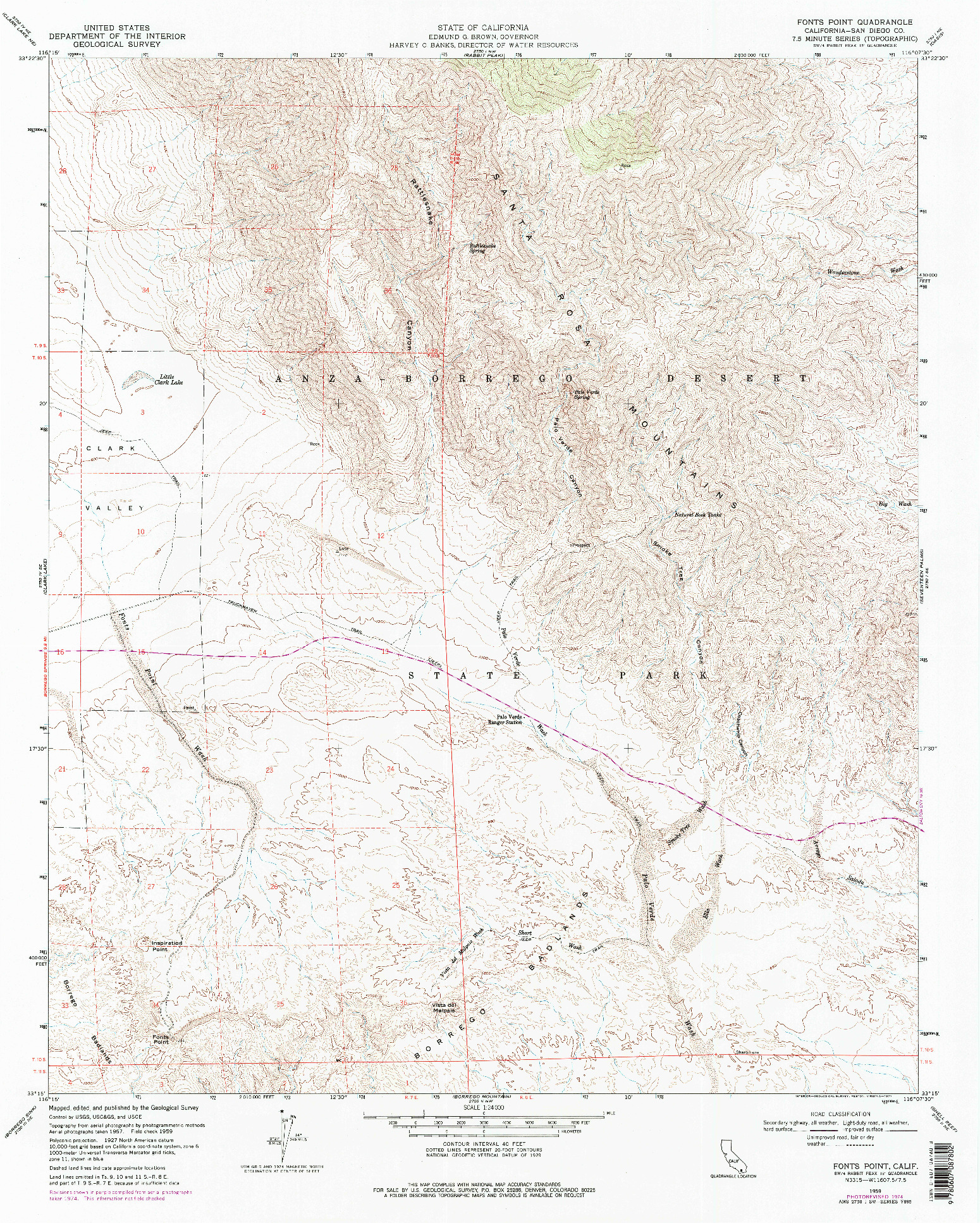 USGS 1:24000-SCALE QUADRANGLE FOR FONTS POINT, CA 1959