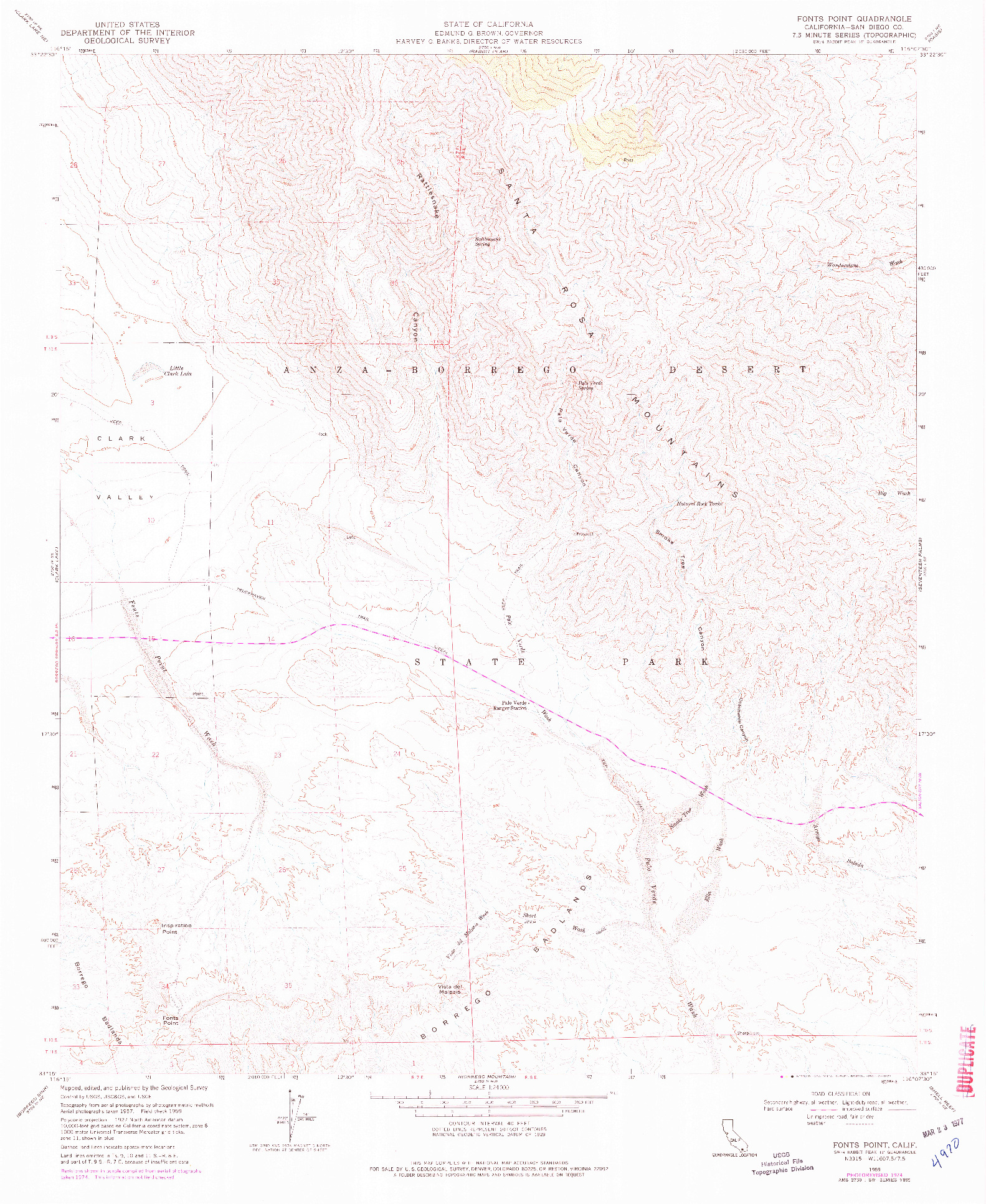 USGS 1:24000-SCALE QUADRANGLE FOR FONTS POINT, CA 1959