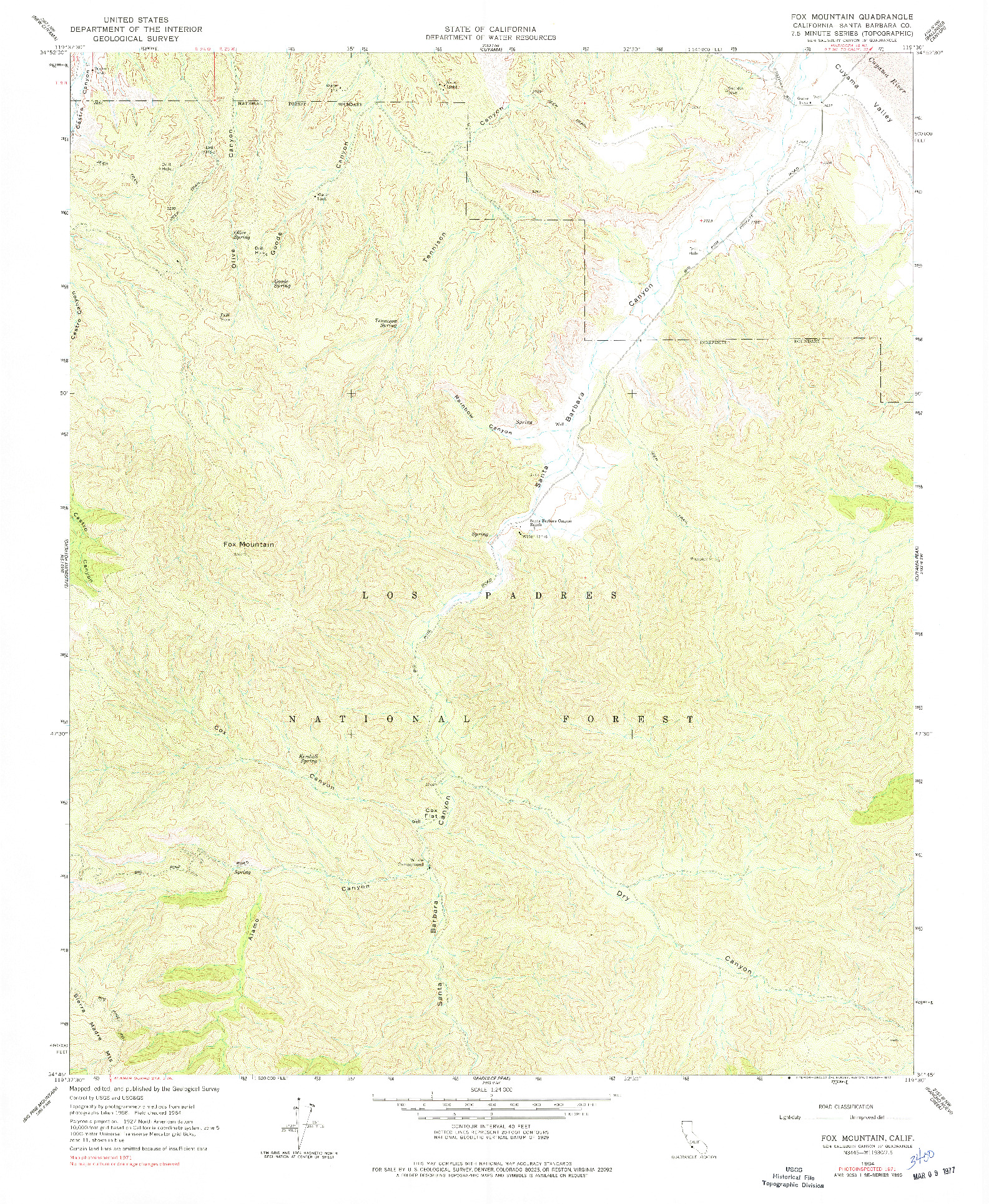 USGS 1:24000-SCALE QUADRANGLE FOR FOX MOUNTAIN, CA 1964