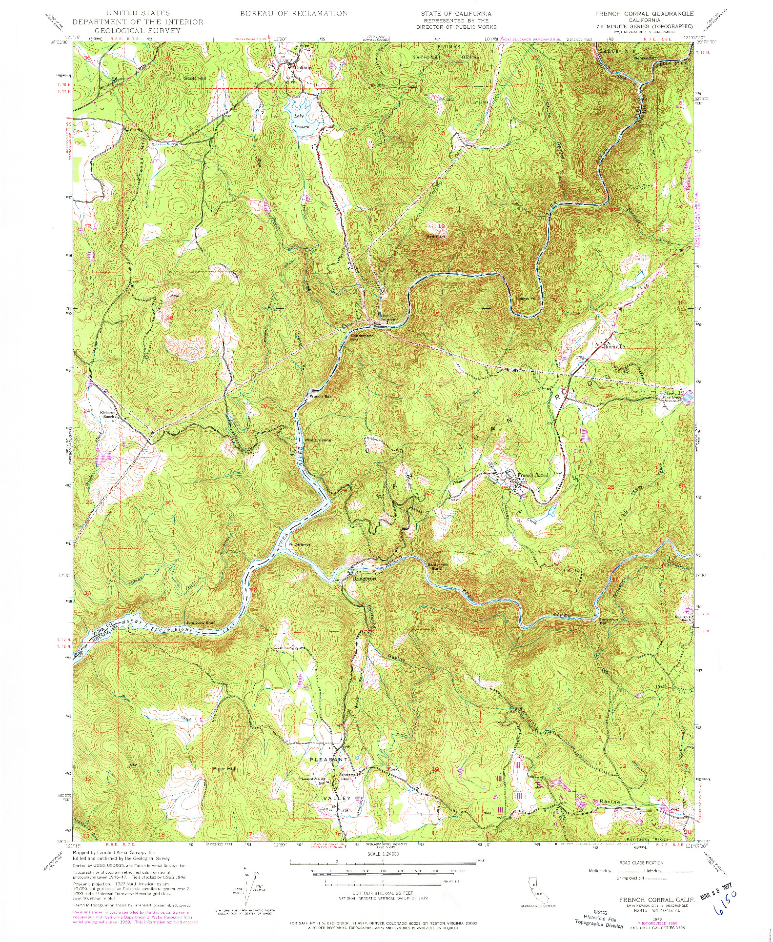 USGS 1:24000-SCALE QUADRANGLE FOR FRENCH CORRAL, CA 1948