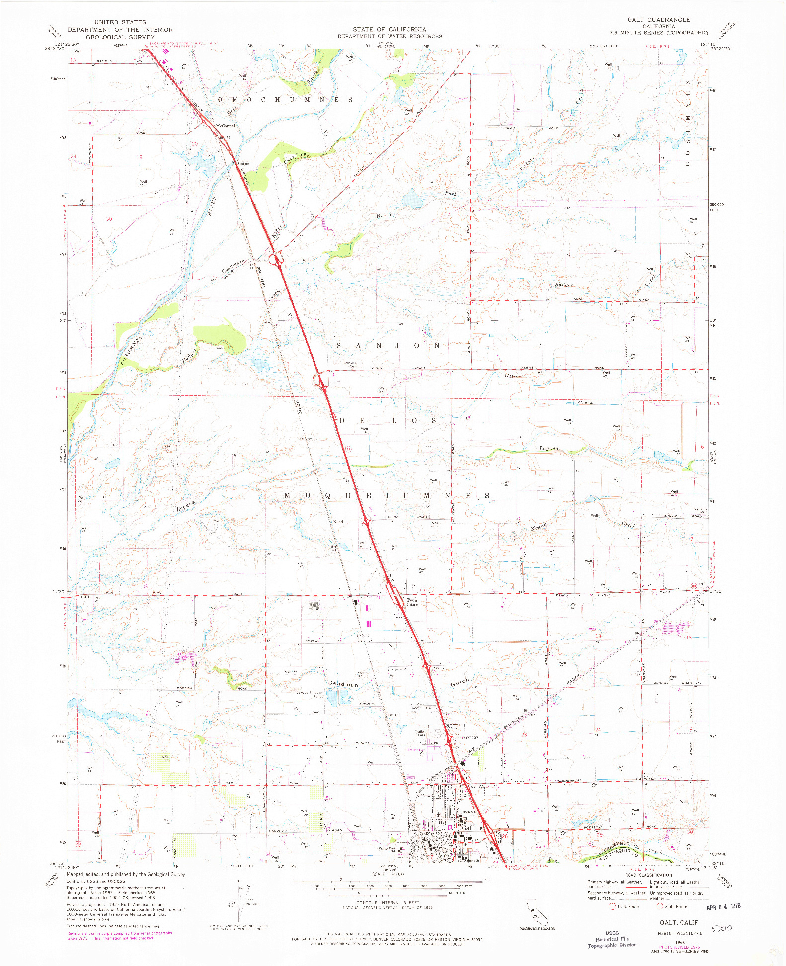 USGS 1:24000-SCALE QUADRANGLE FOR GALT, CA 1968