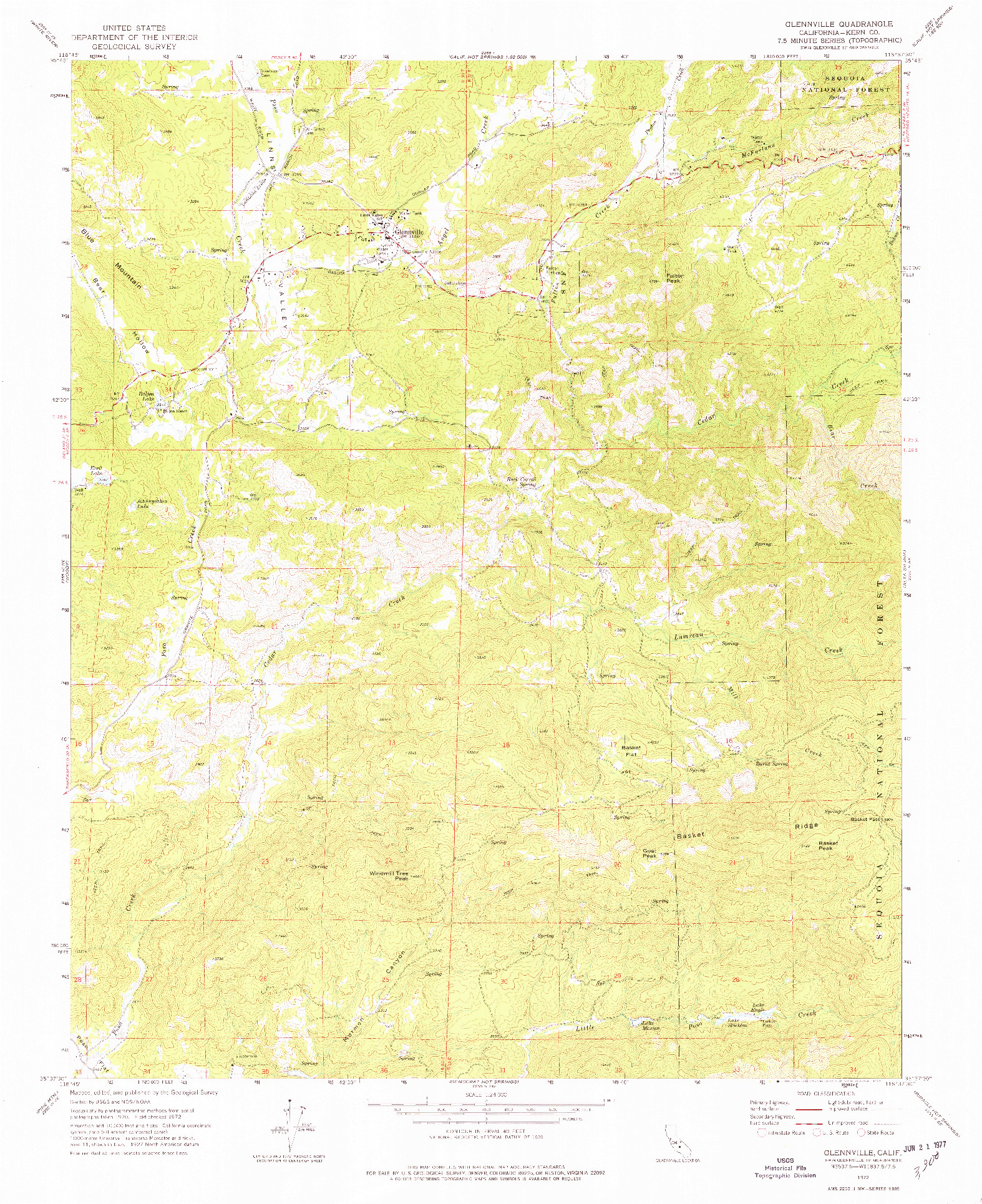 USGS 1:24000-SCALE QUADRANGLE FOR GLENNVILLE, CA 1972