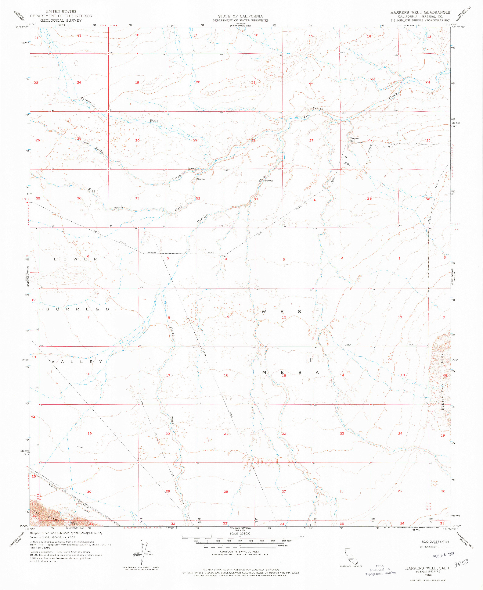 USGS 1:24000-SCALE QUADRANGLE FOR HARPERS WELL, CA 1956