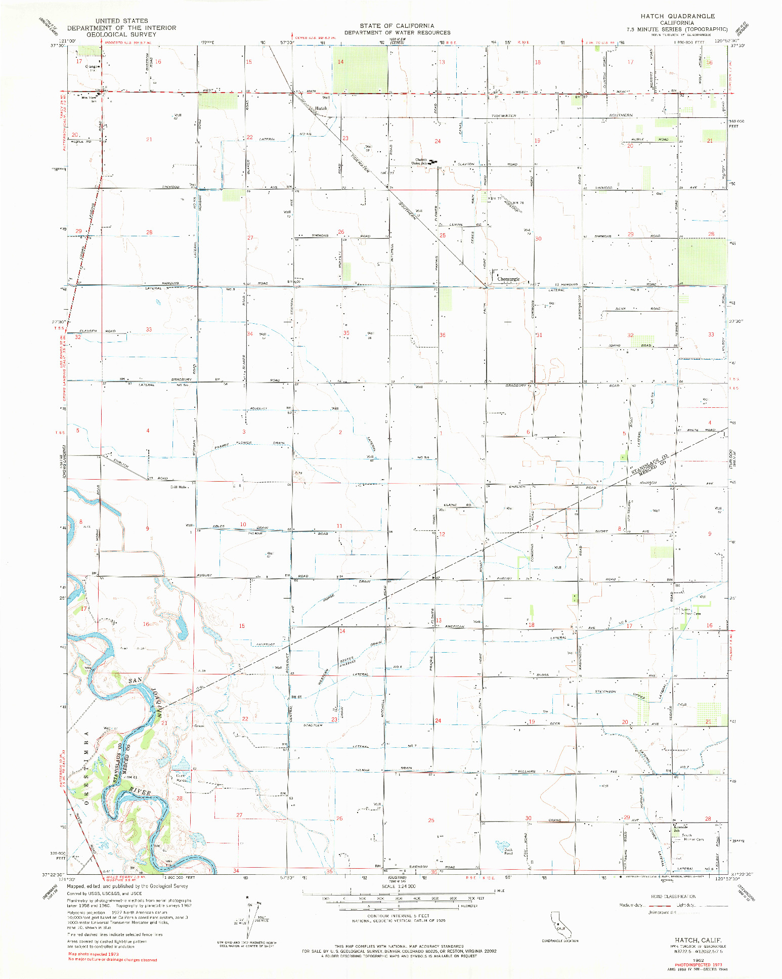 USGS 1:24000-SCALE QUADRANGLE FOR HATCH, CA 1962